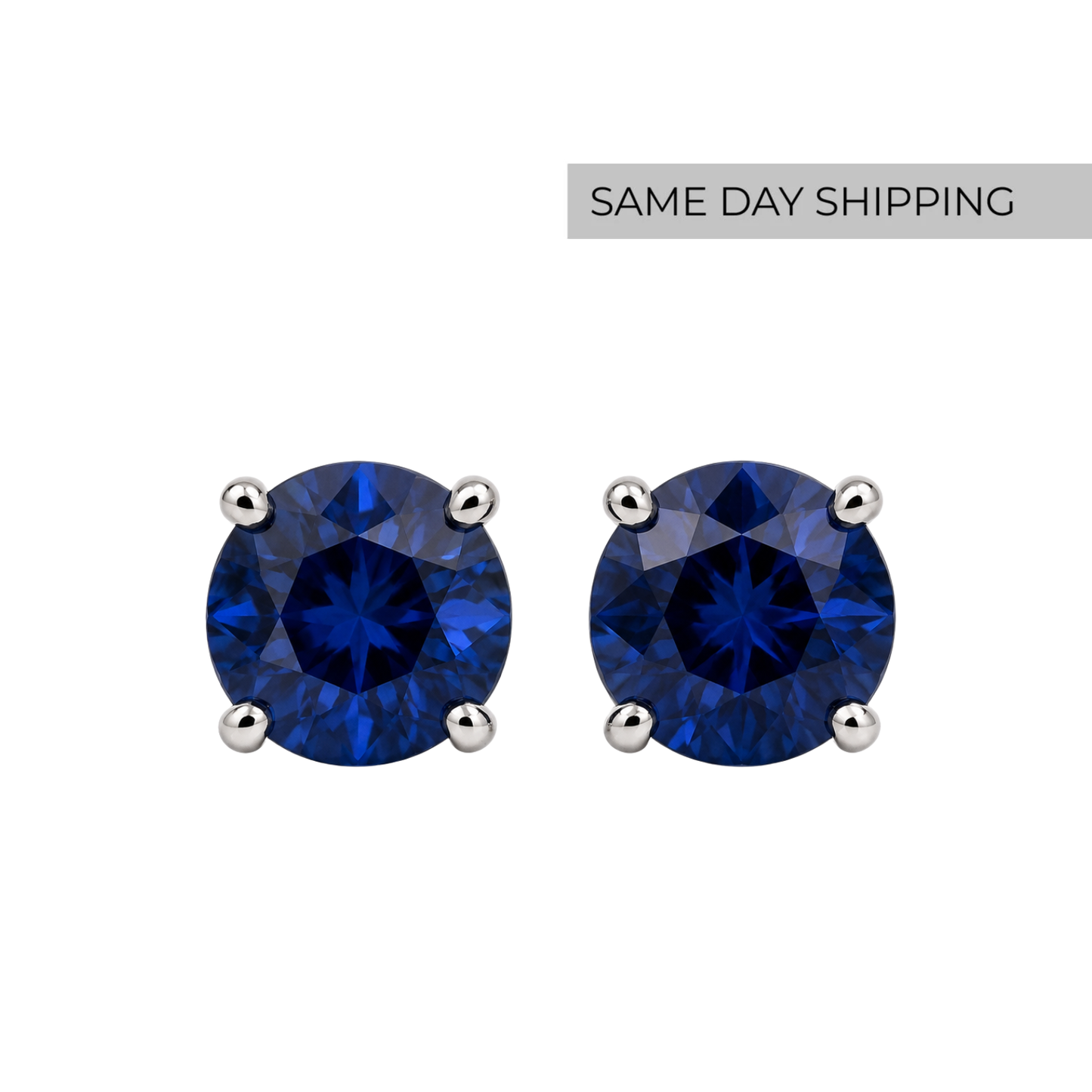 Lab Sapphire Martini Stud Earrings