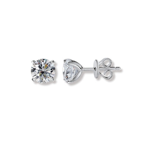 Martini Setting Round Solitaire Stud Earrings