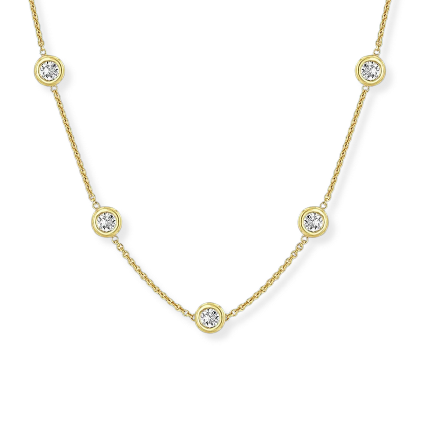 5 Stone Bezel Set Necklace