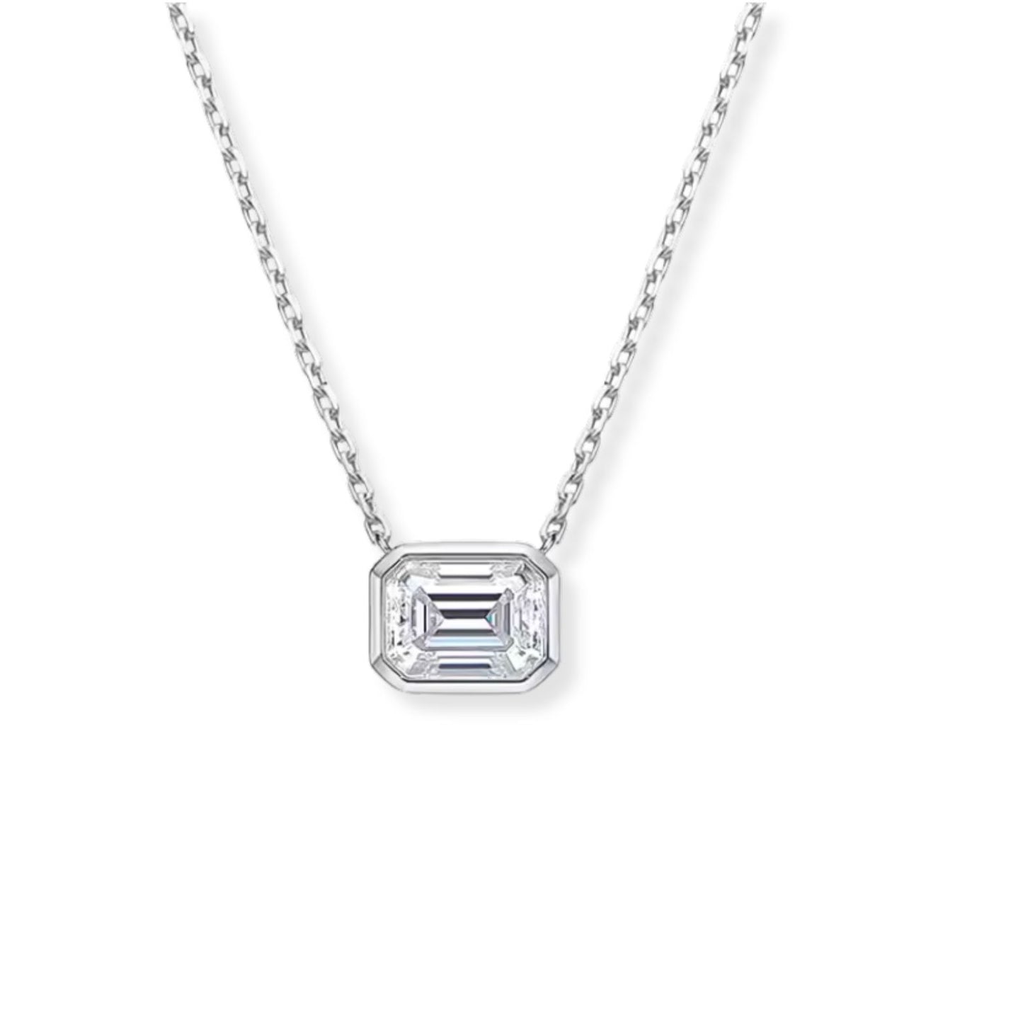 Emerald Bezel Solitaire Necklace