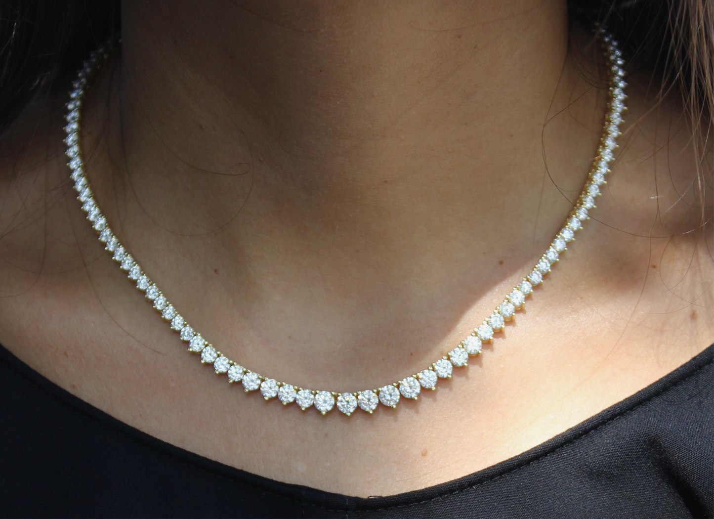 Riviera 3-Prong Graduated Tennis Necklace