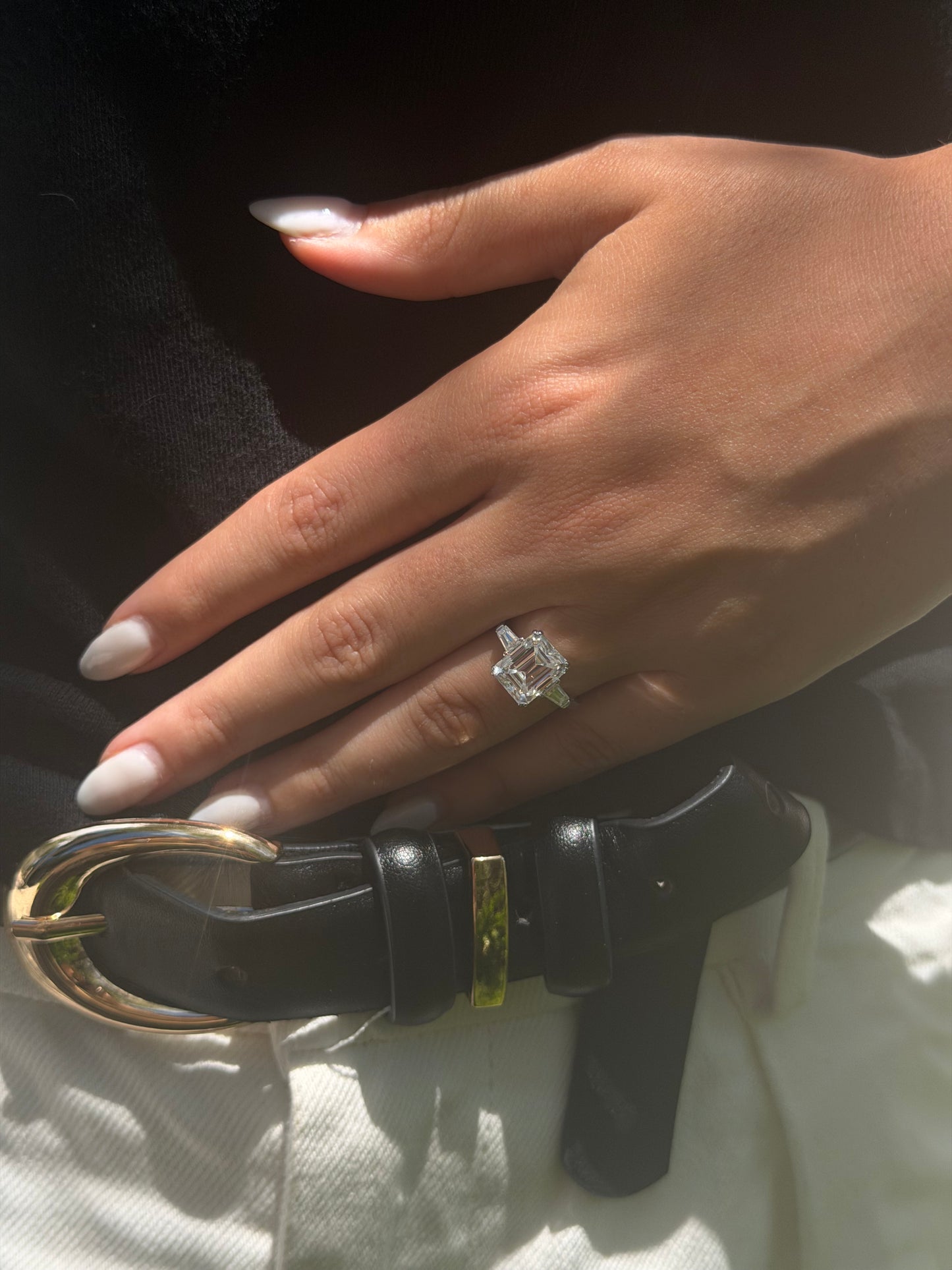 3ct Emerald Cut Trilogy Ring