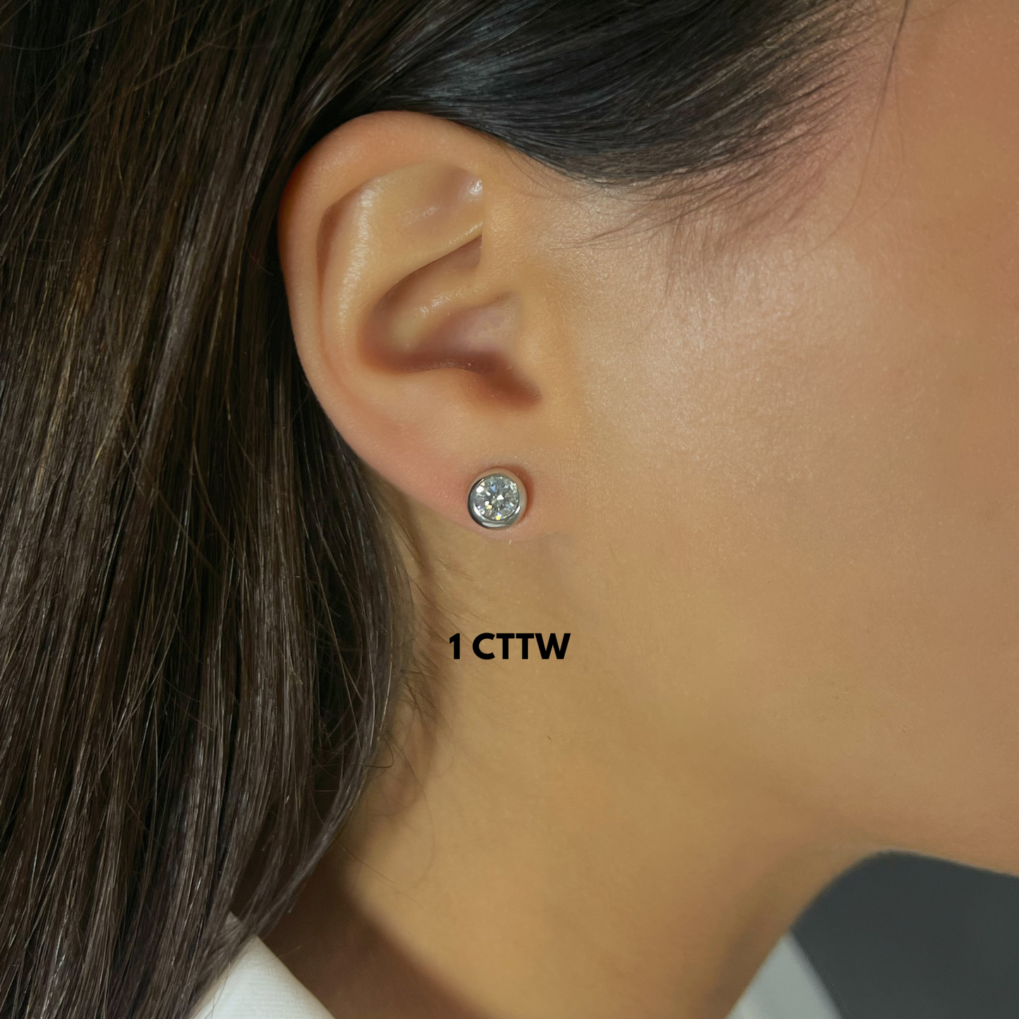 Bezel Stud Earrings