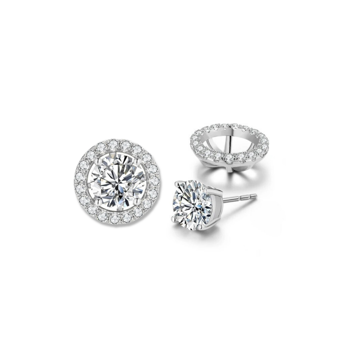 Halo Stud Earrings With Removable Jackets