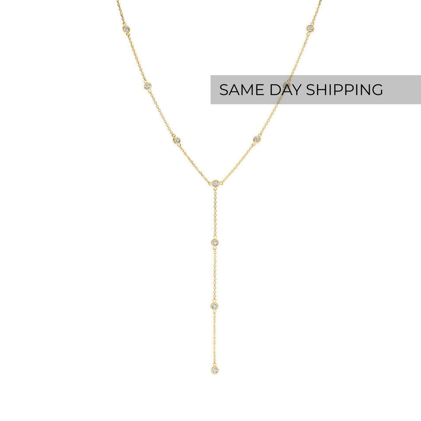 Bezel Set Long Necklace