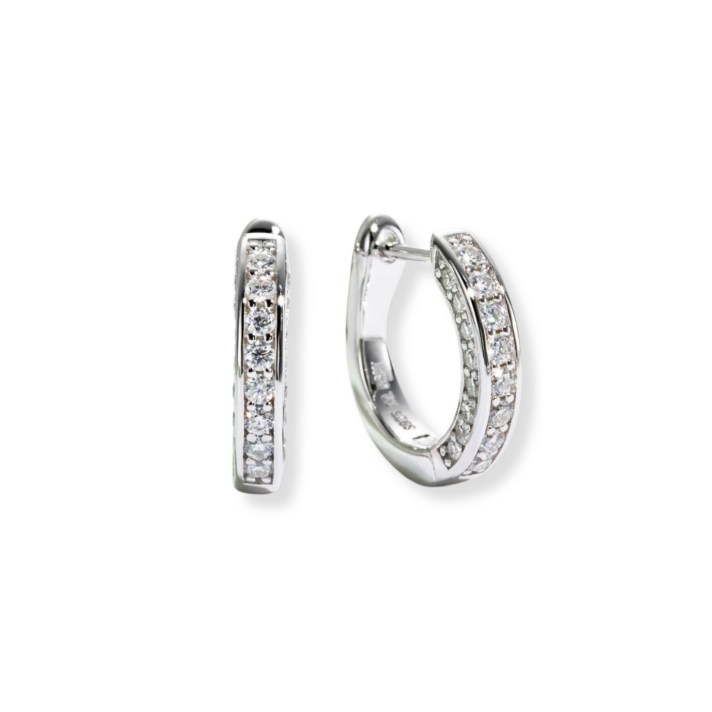Three-Sided Pavé Hoop Earrings