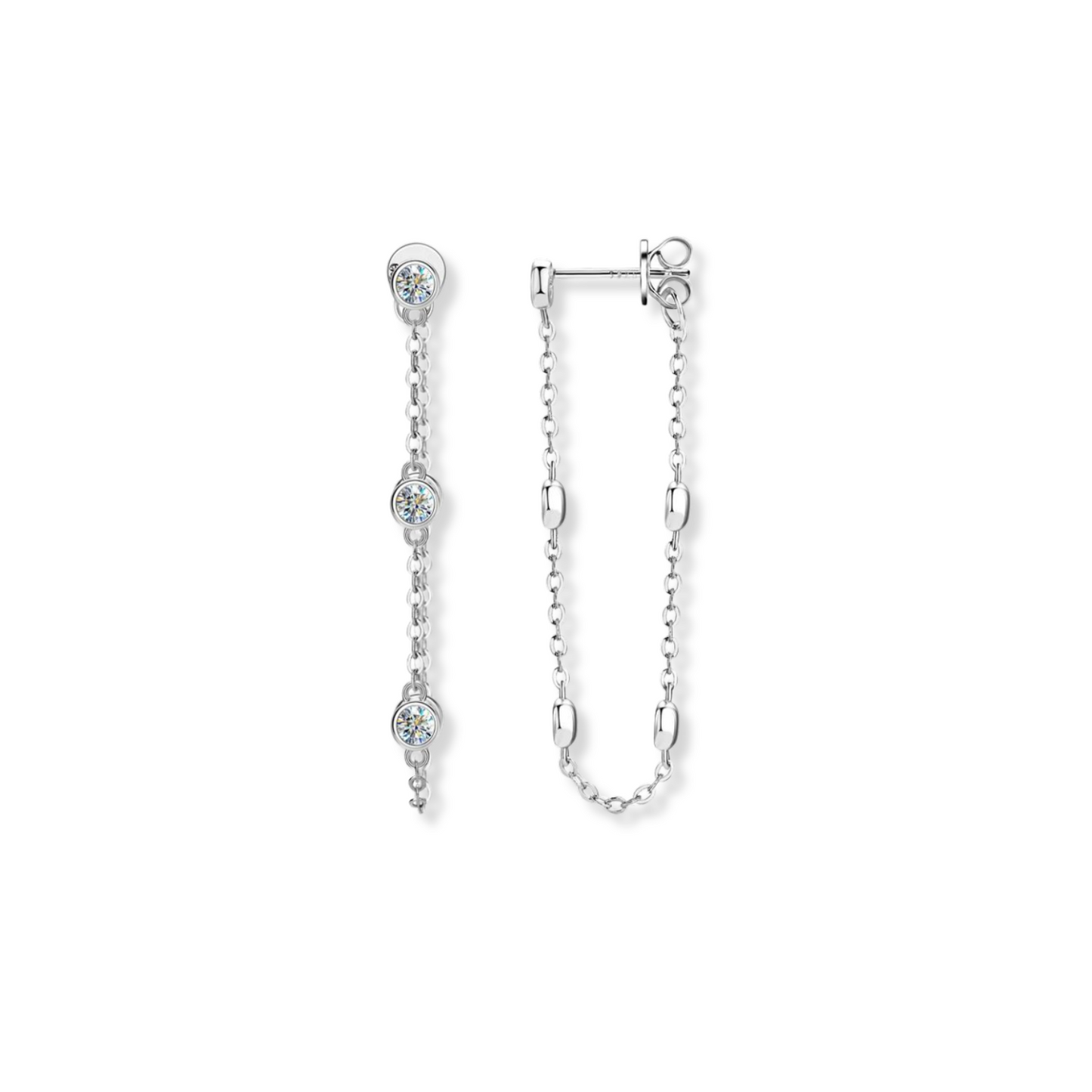 Bezel Chain Loop Earrings