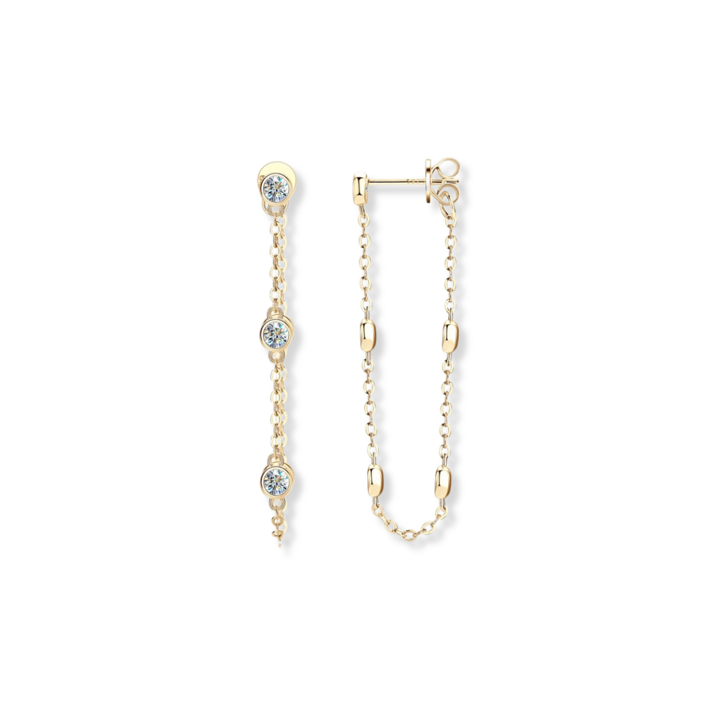 Bezel Chain Loop Earrings