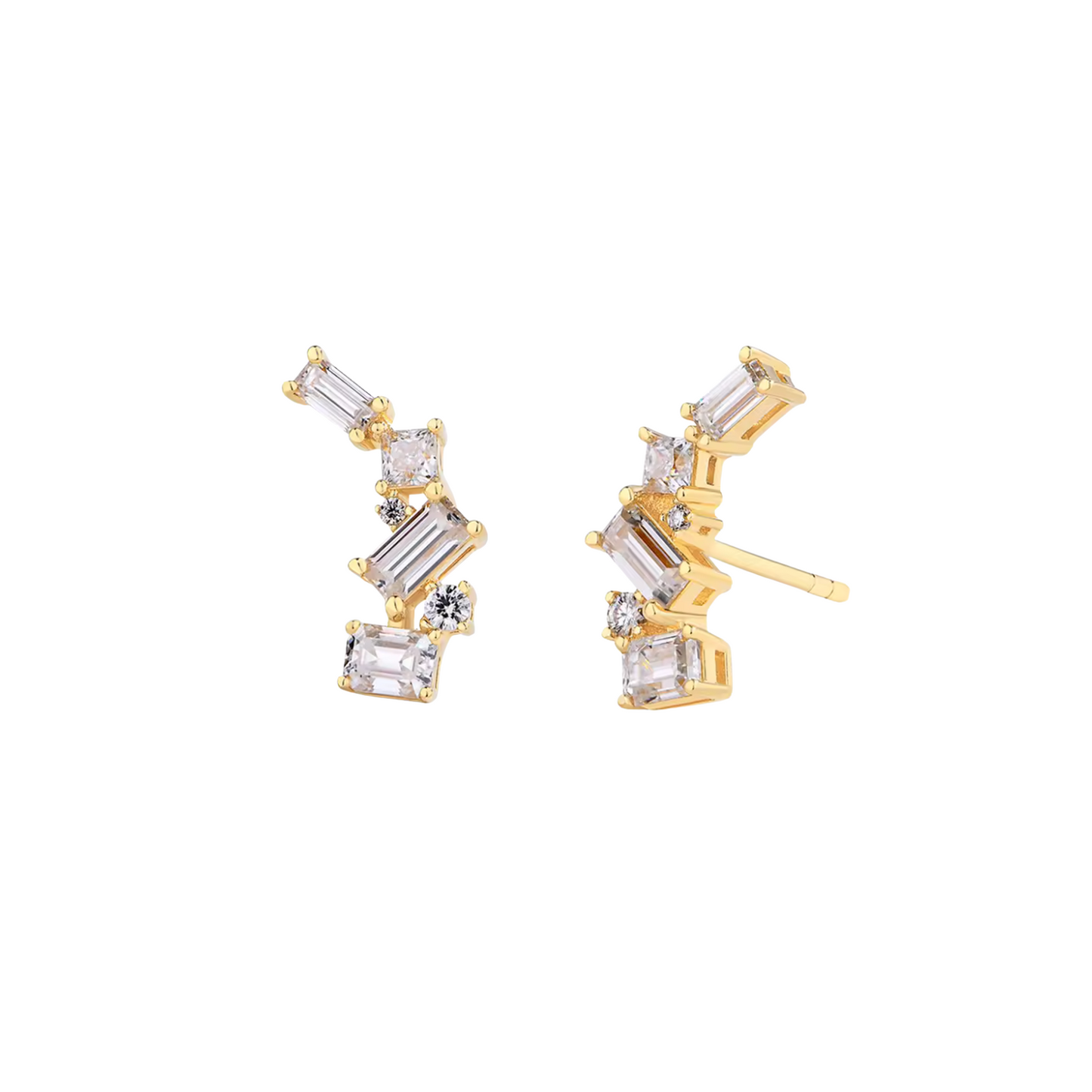 Mixed-Cut Climber Earrings