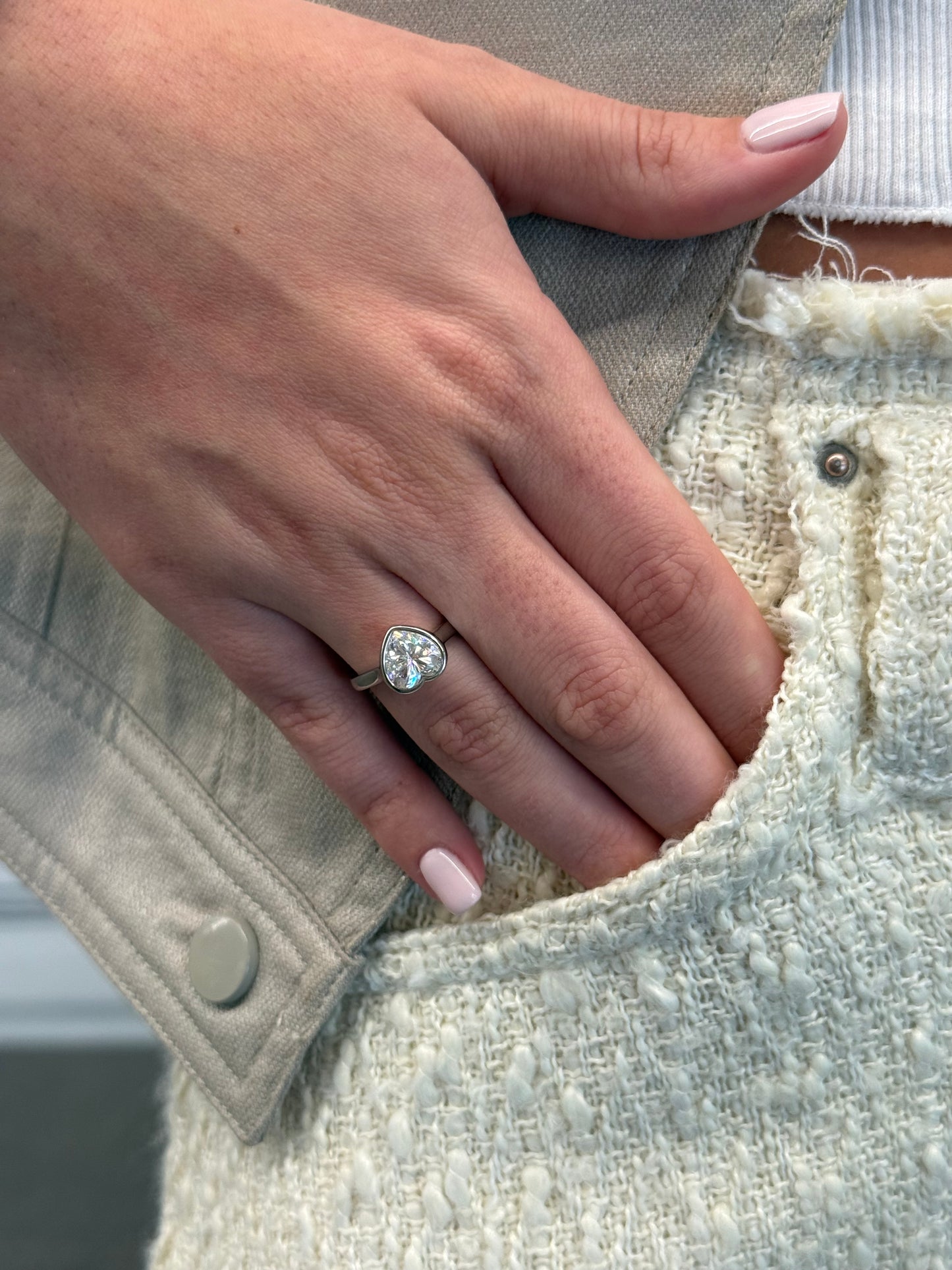 2CT Heart Cut Bezel Set Ring