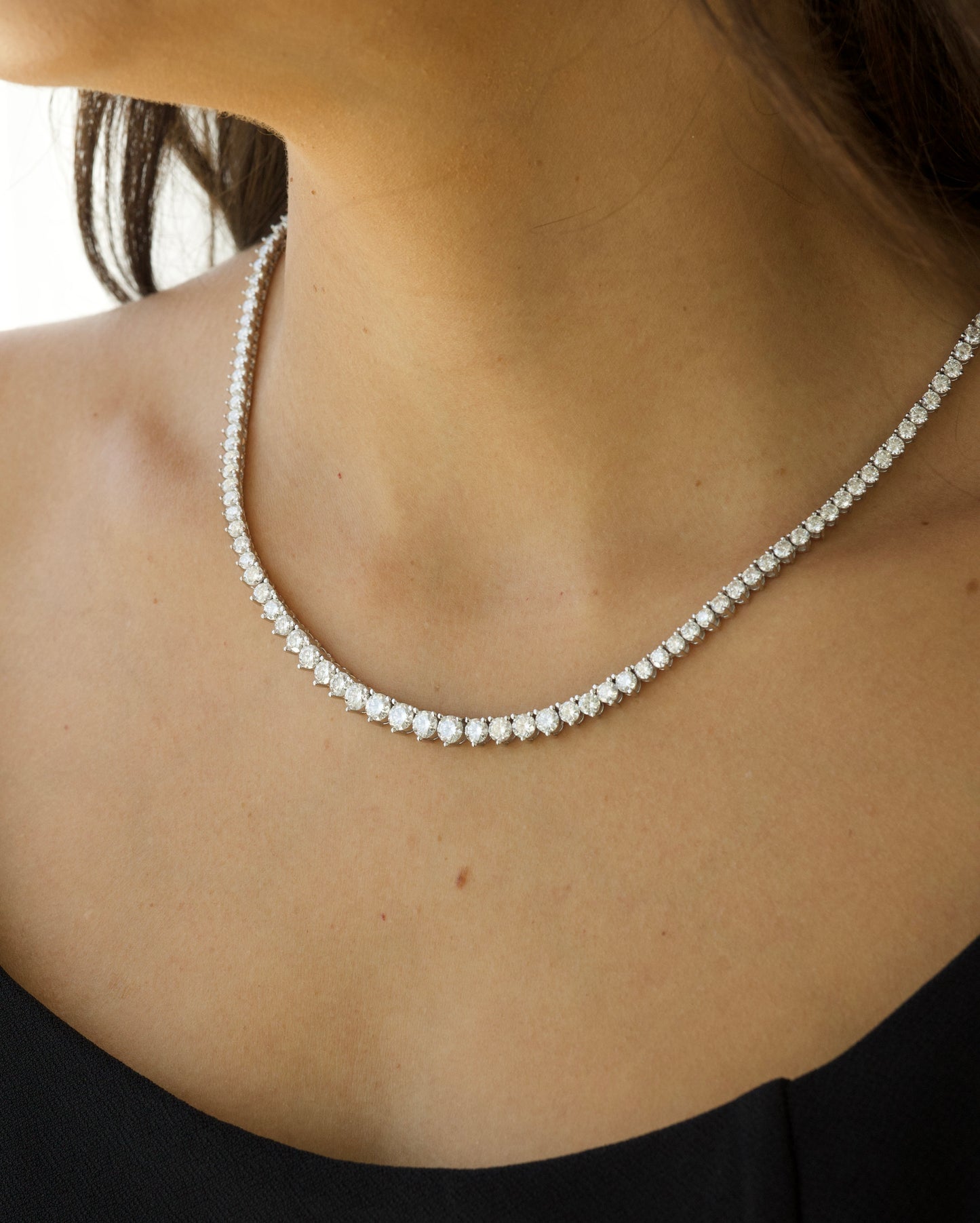 Riviera 3-Prong Graduated Tennis Necklace