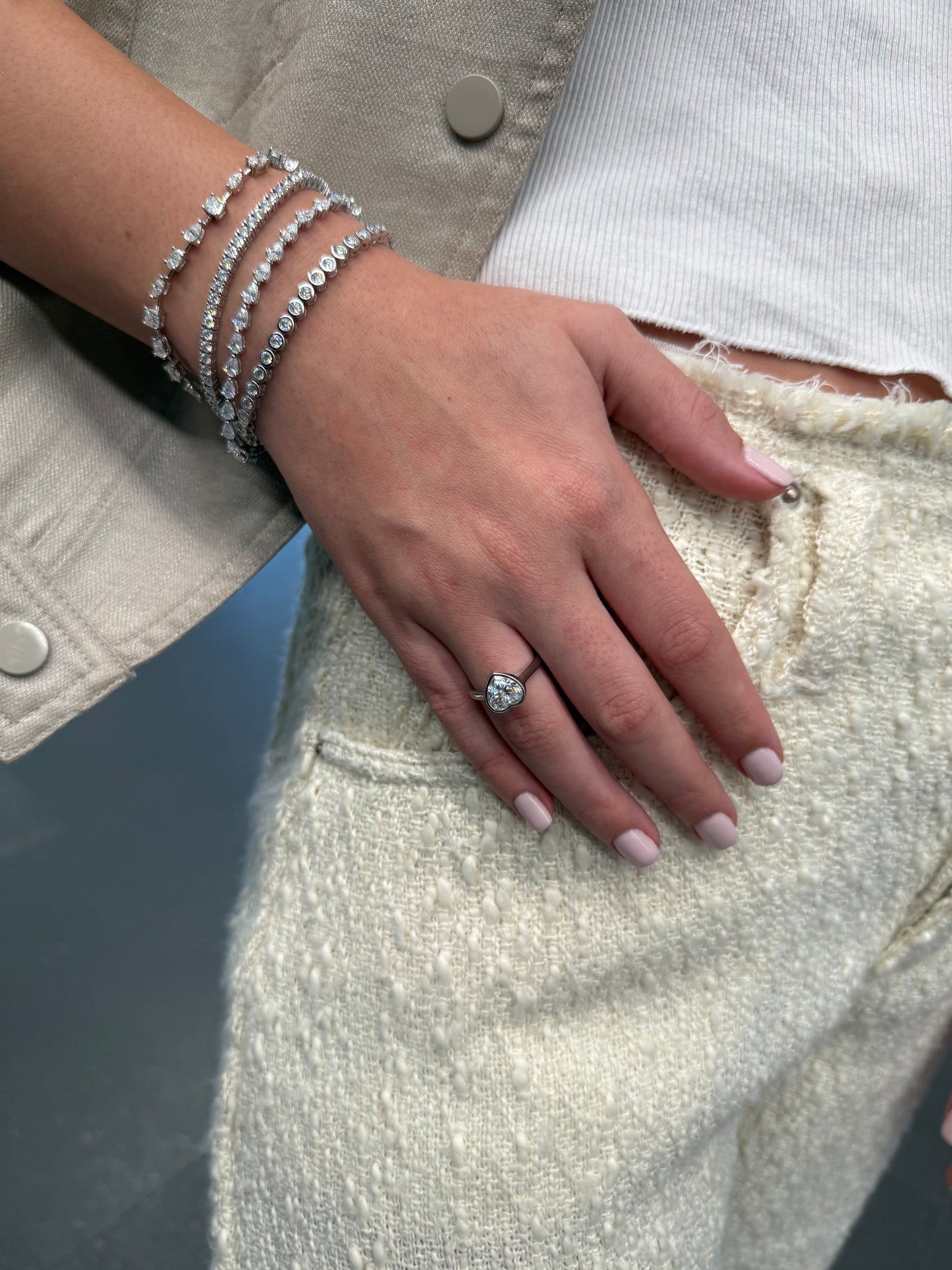 2CT Heart Cut Bezel Set Ring