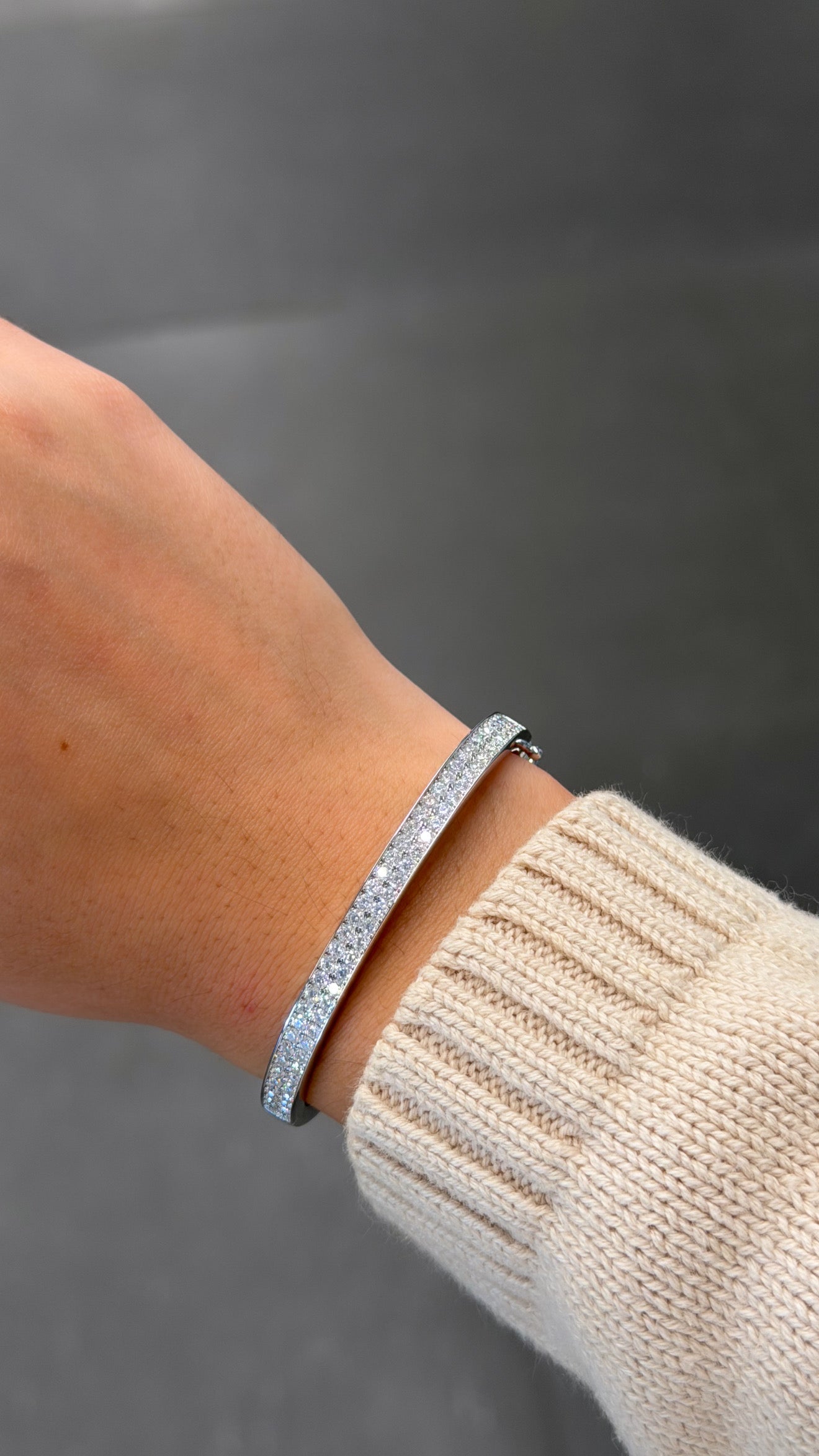 Double Row Pave Bangle Bracelet