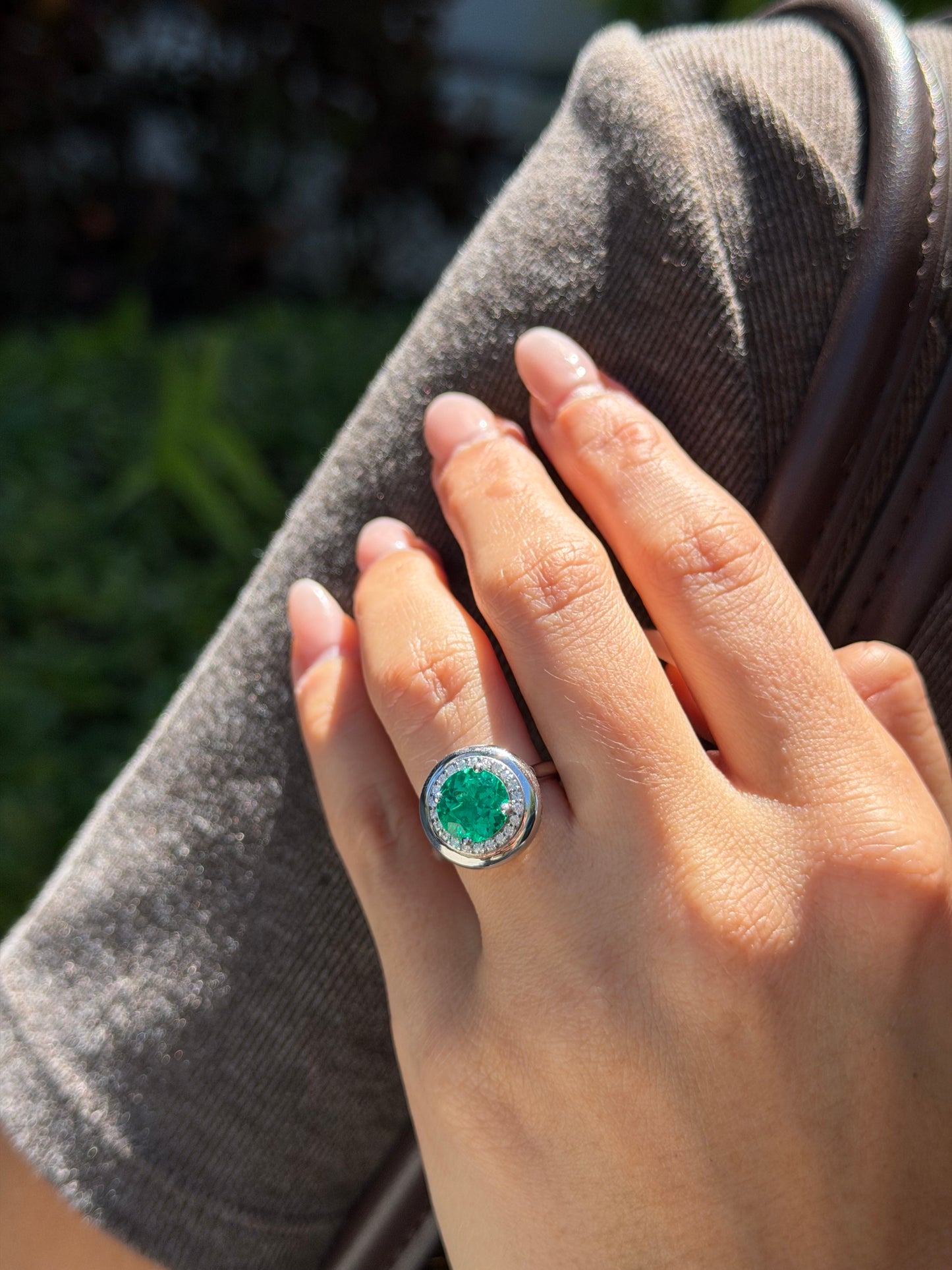 Round Emerald Halo Ring