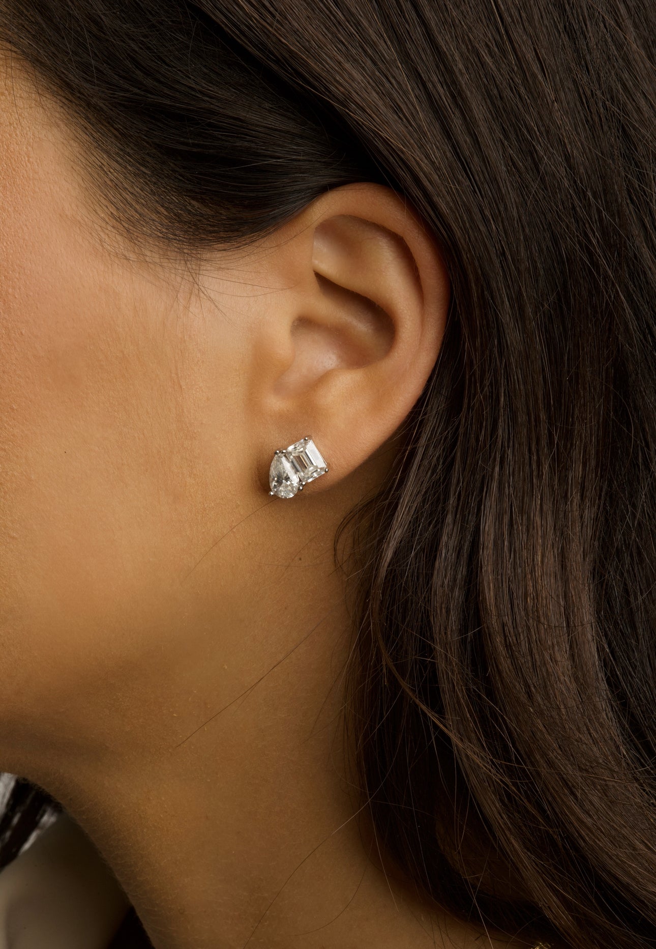 Toi et Moi Emerald & Pear Cut Stud Earrings