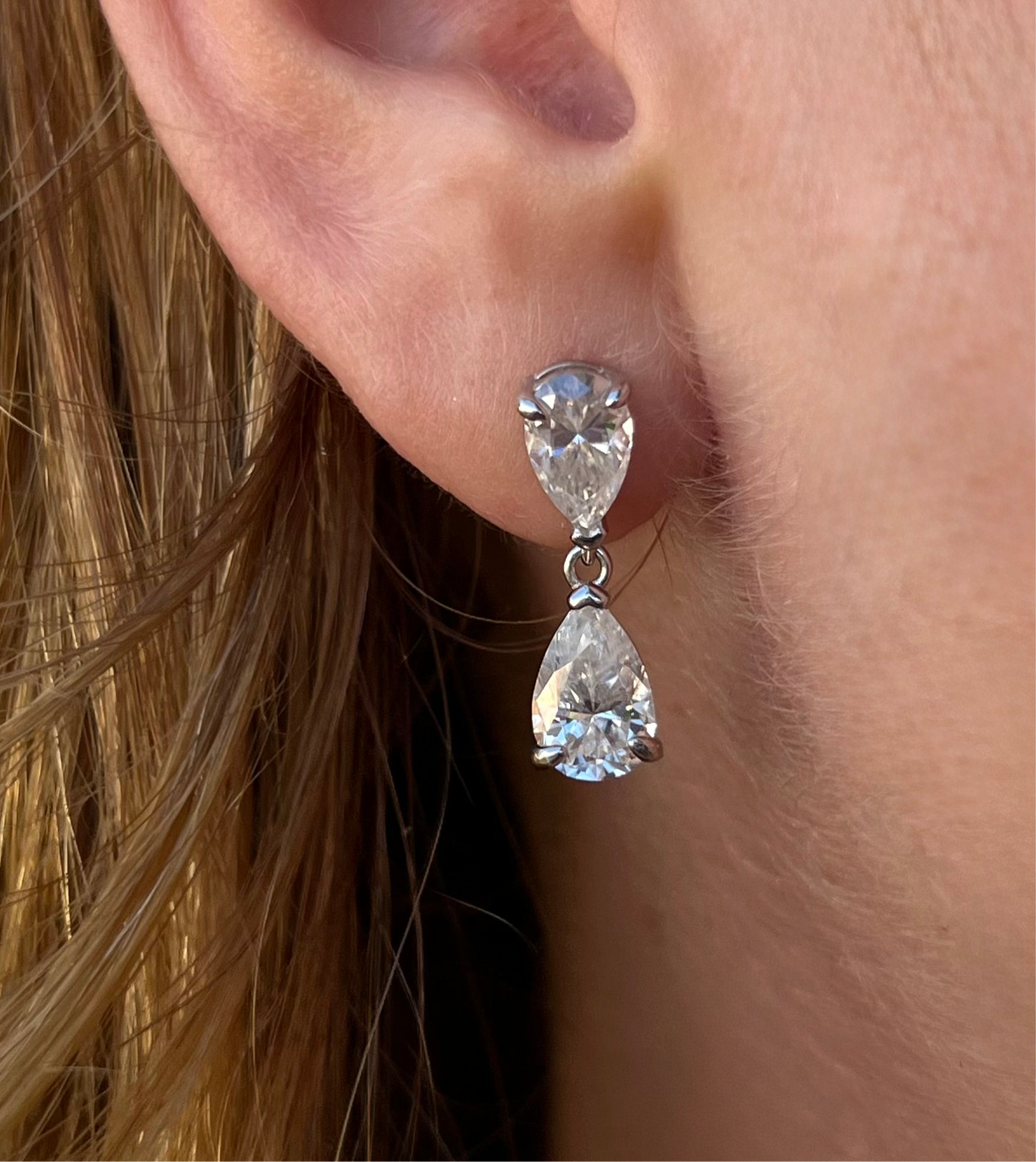 Pear Cut Drop Earrings
