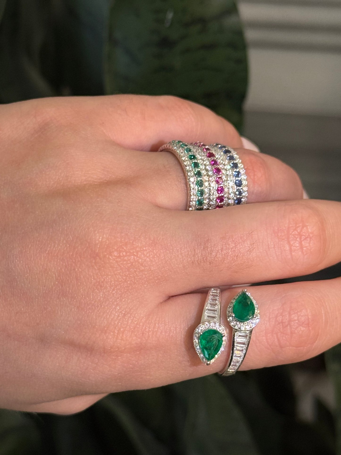 Double Pear Emerald Ring