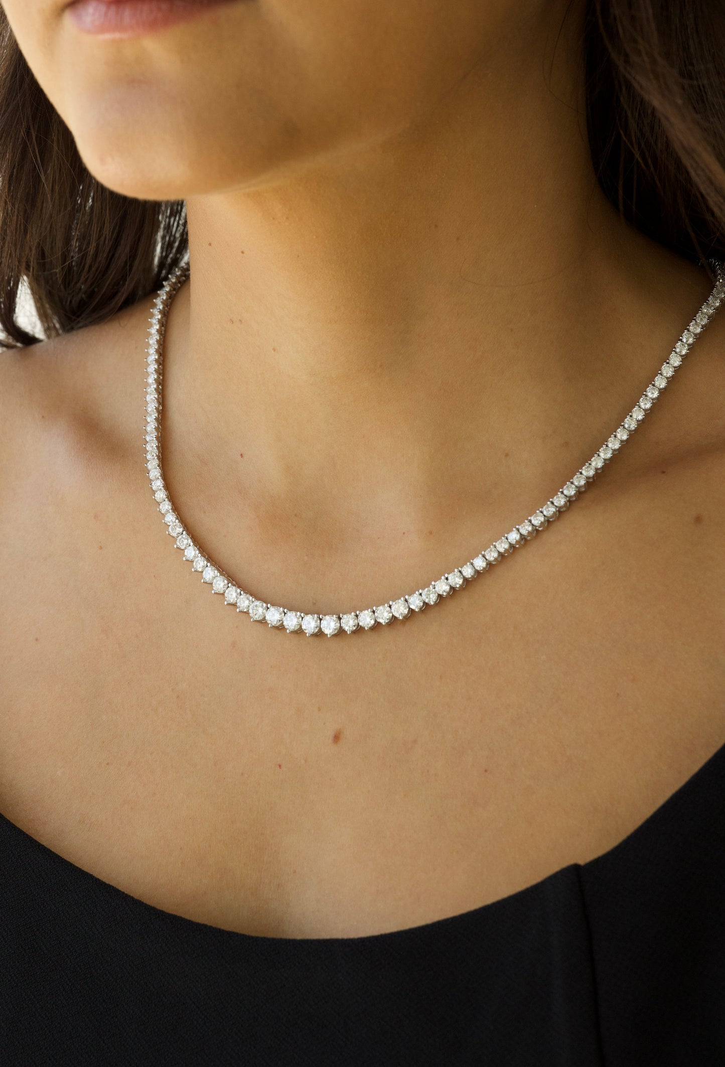 Riviera 3-Prong Graduated Tennis Necklace