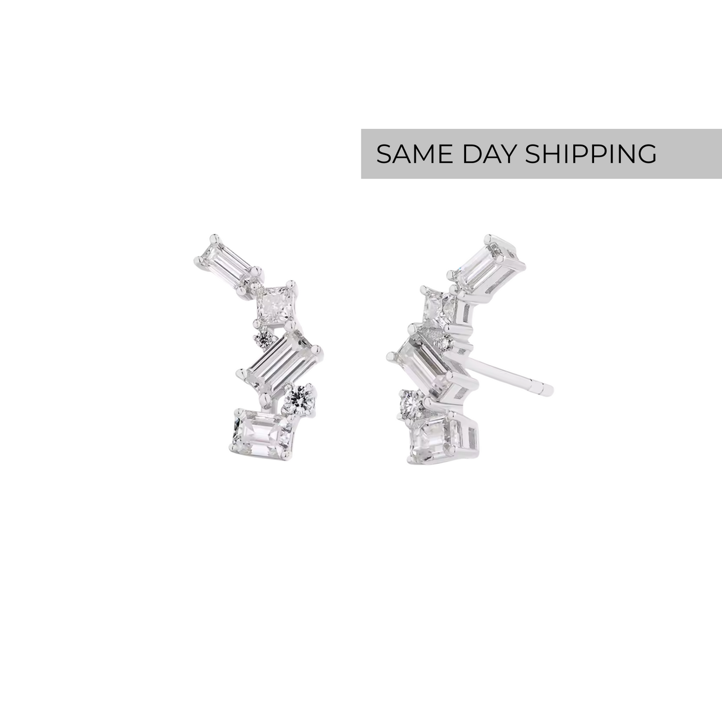 Mixed-Cut Climber Earrings