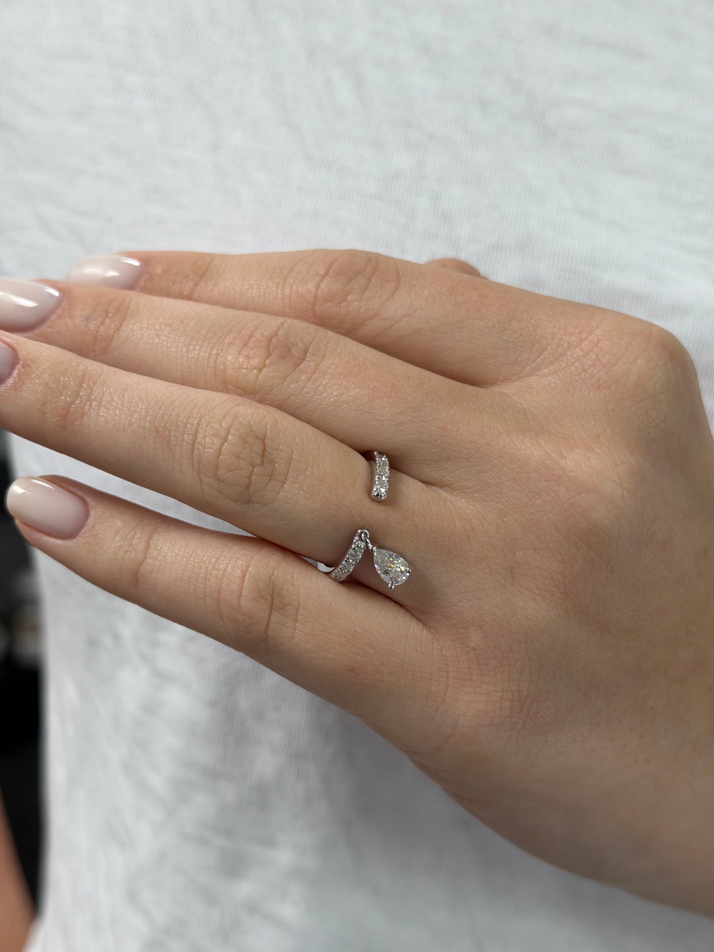 Pear Cut Dangle Adjustable Ring