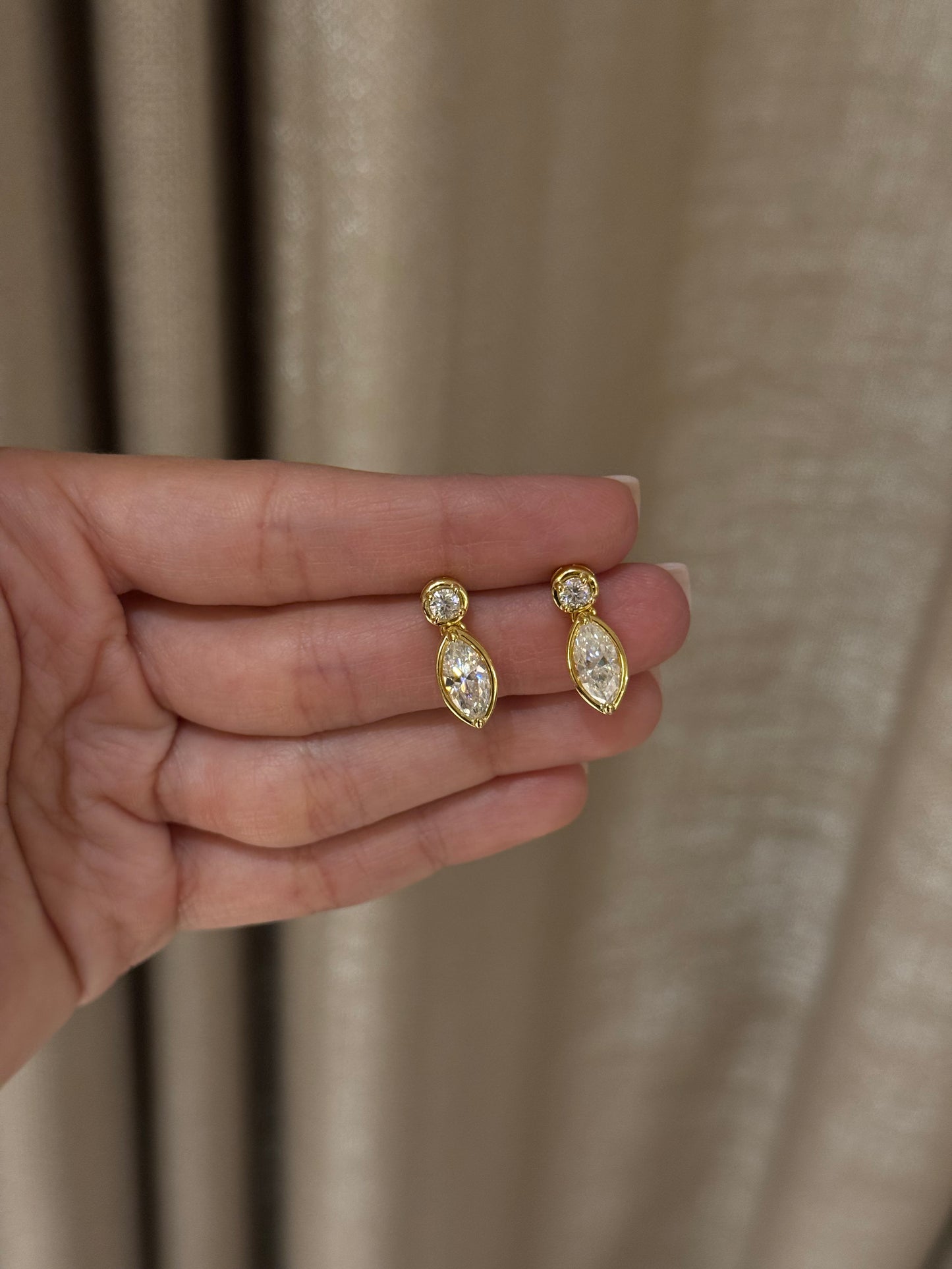 Marquise Drop Golden Earrings