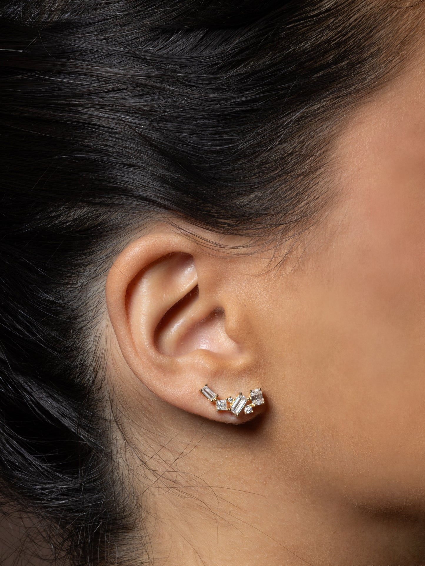 Mixed-Cut Climber Earrings