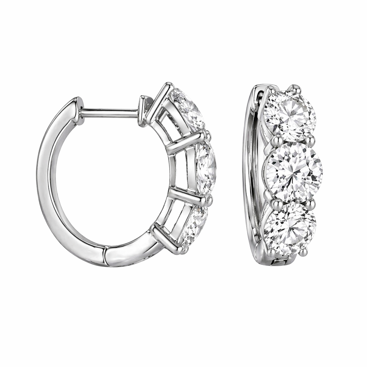 Three stone hoop earrings