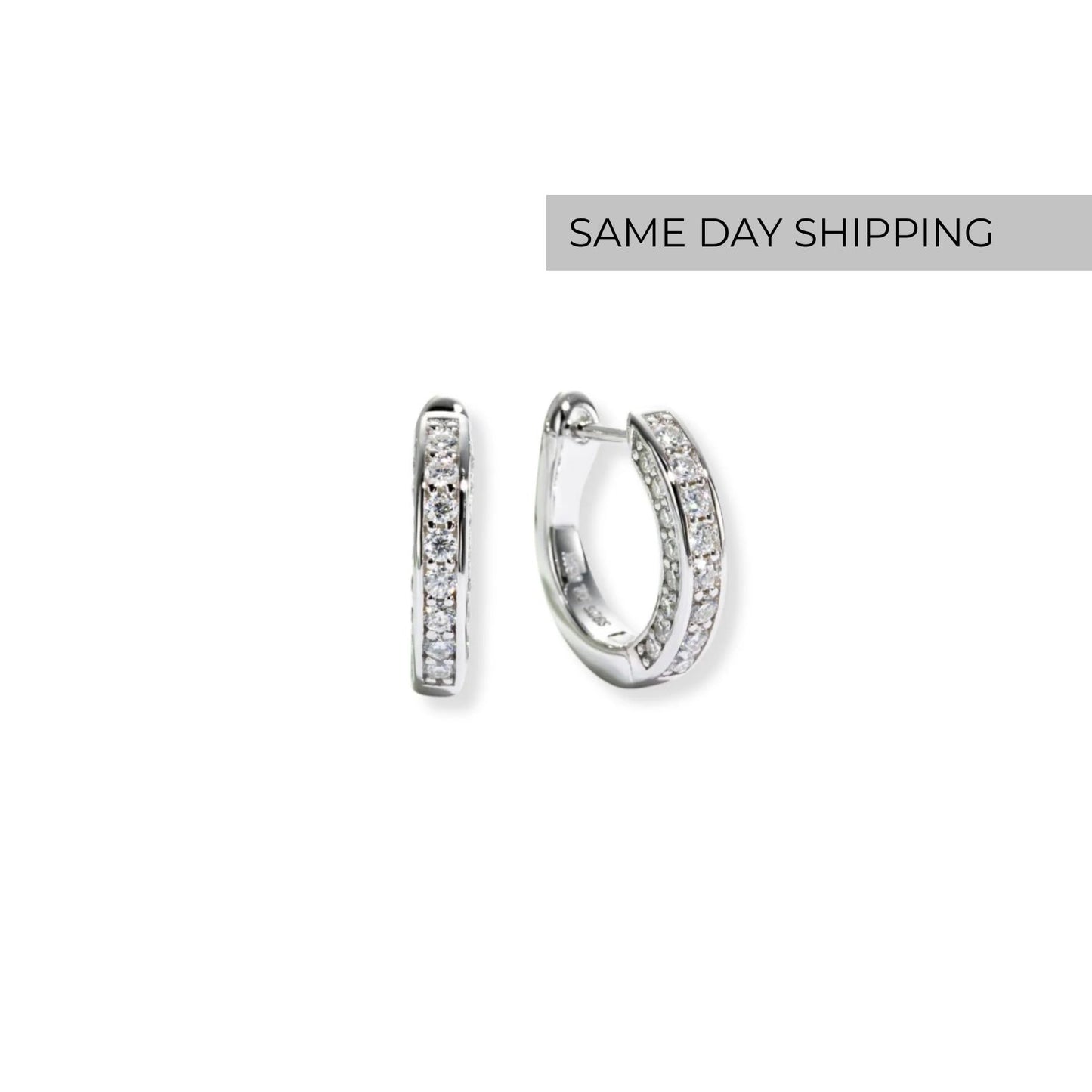 Three-Sided Pavé Hoop Earrings