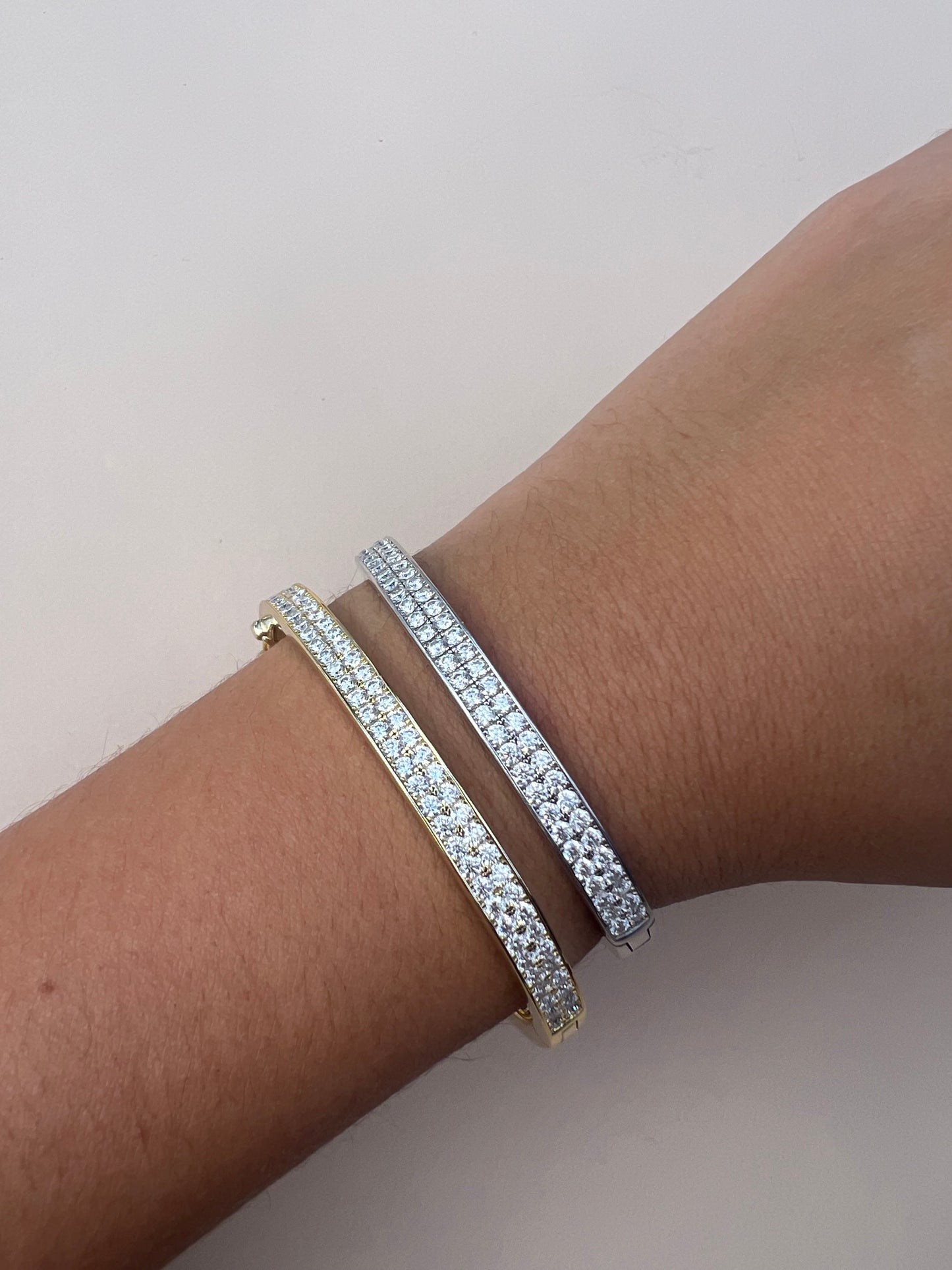 Double Row Pave Bangle Bracelet