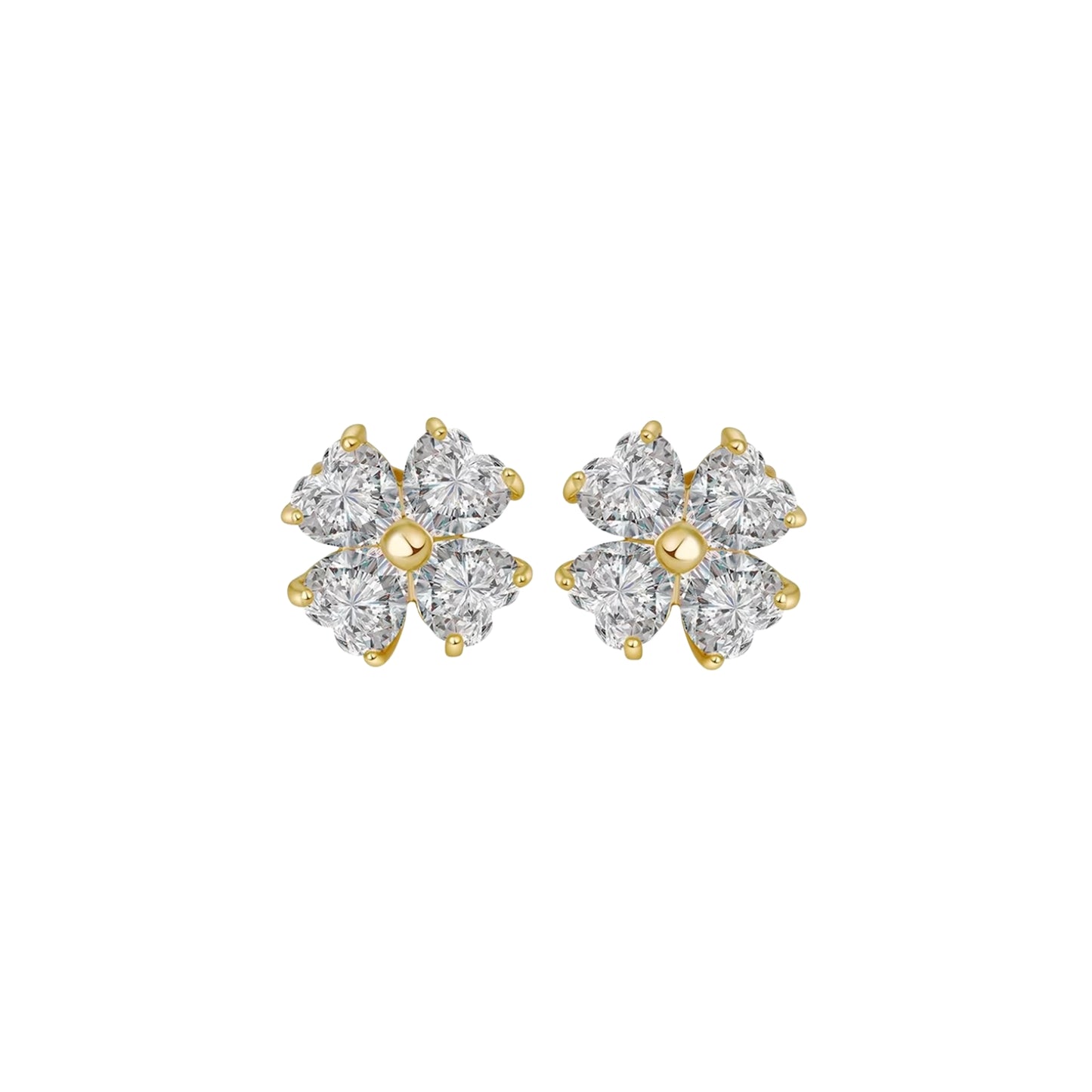 Heart-Cut Flower Stud Earrings