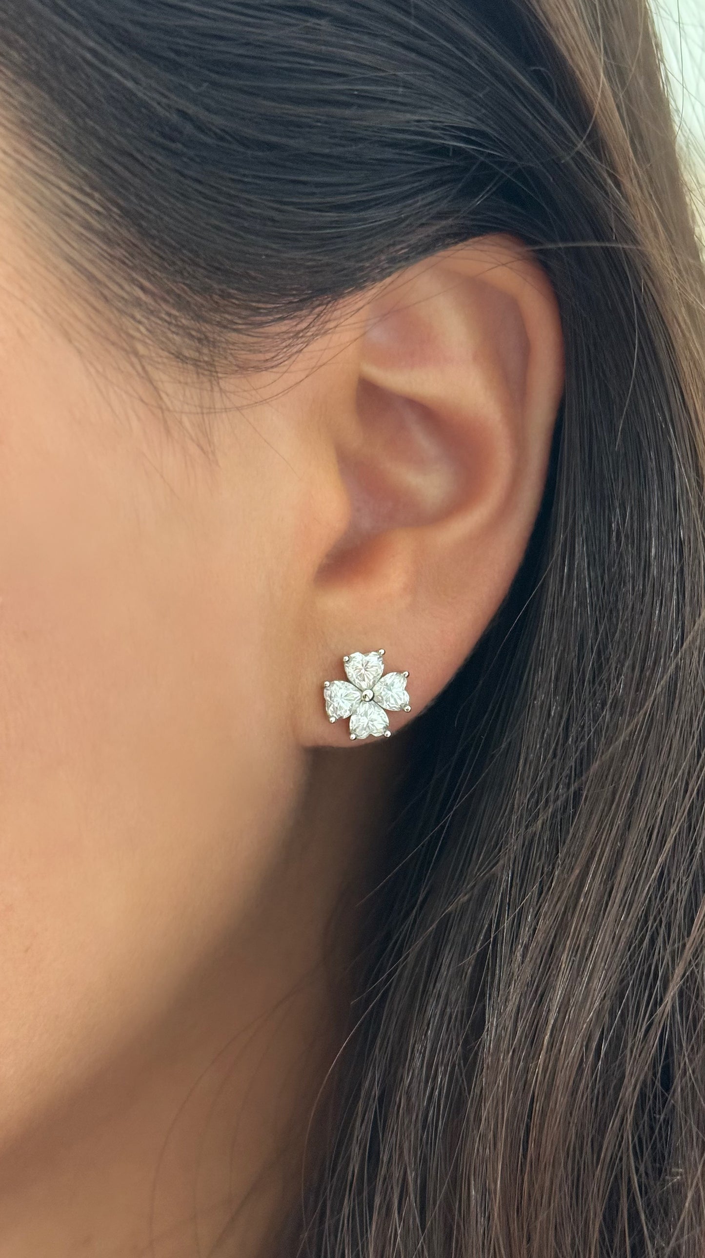 Heart-Cut Flower Stud Earrings