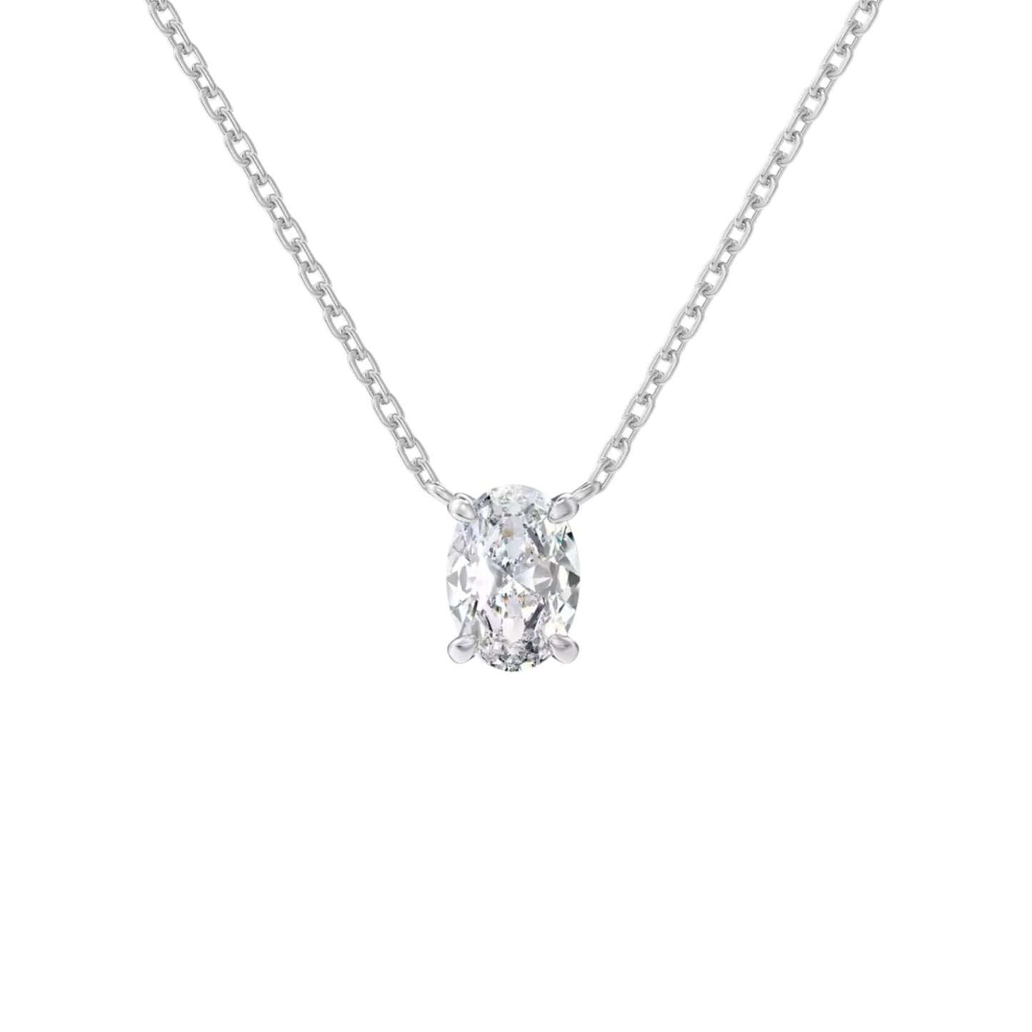 Oval Cut Solitaire Pendant Necklace