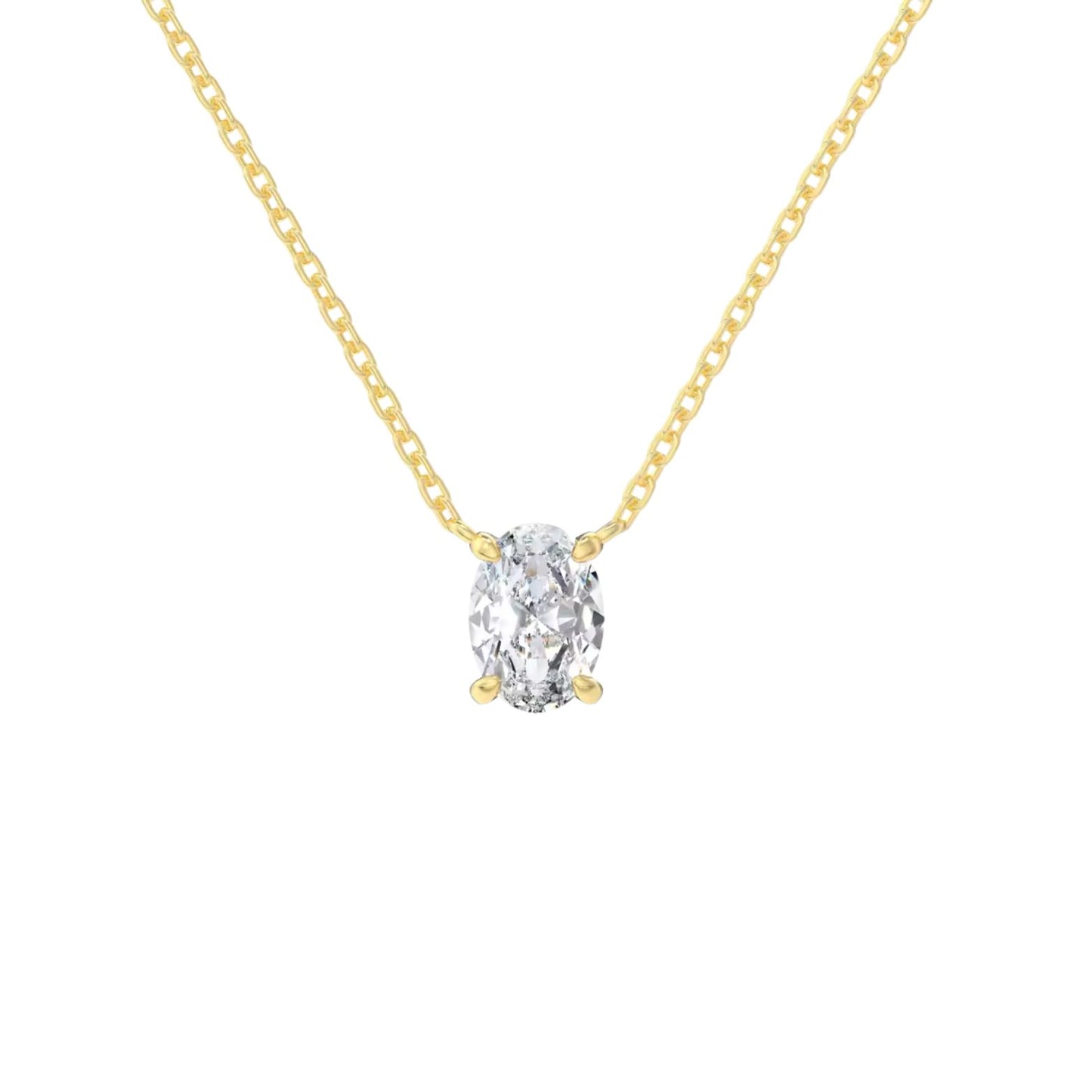 Oval Cut Solitaire Pendant Necklace