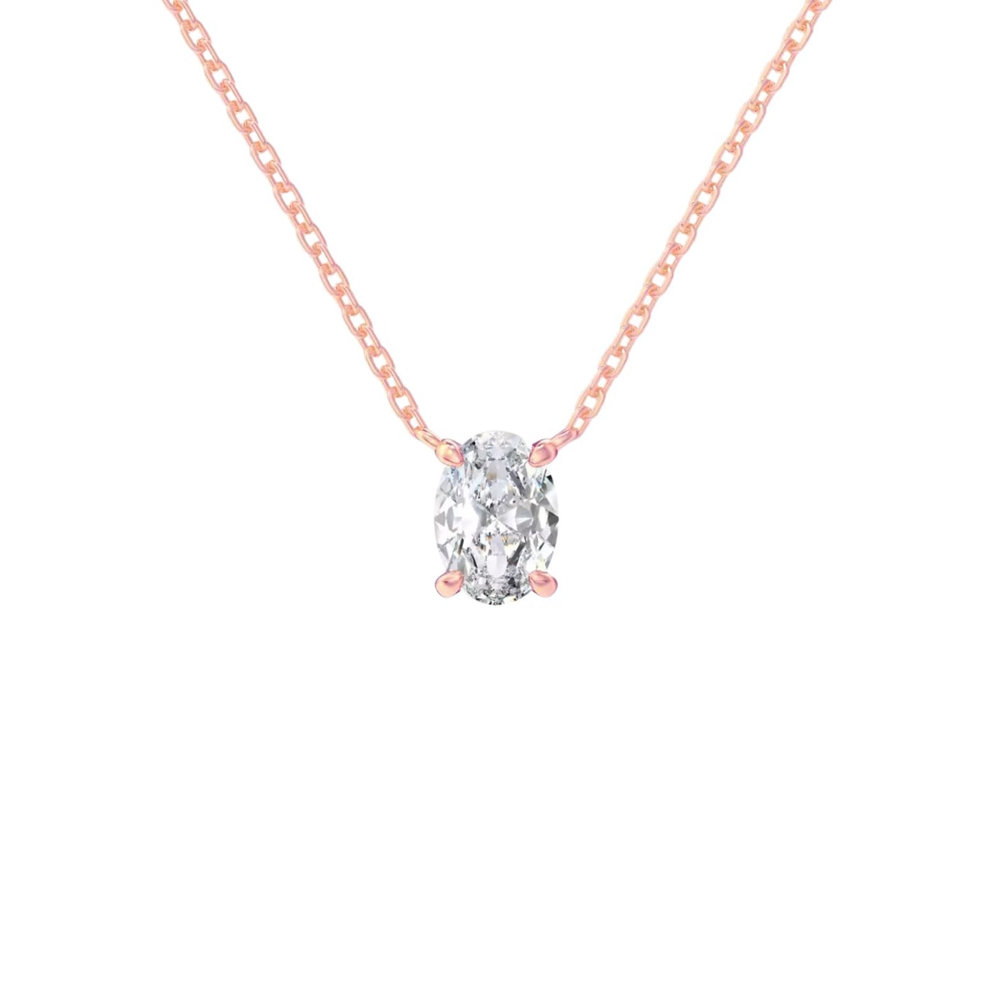 Oval Cut Solitaire Pendant Necklace