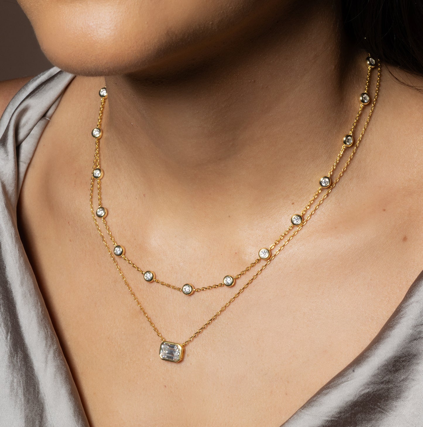 2CT Bezel Set Necklace