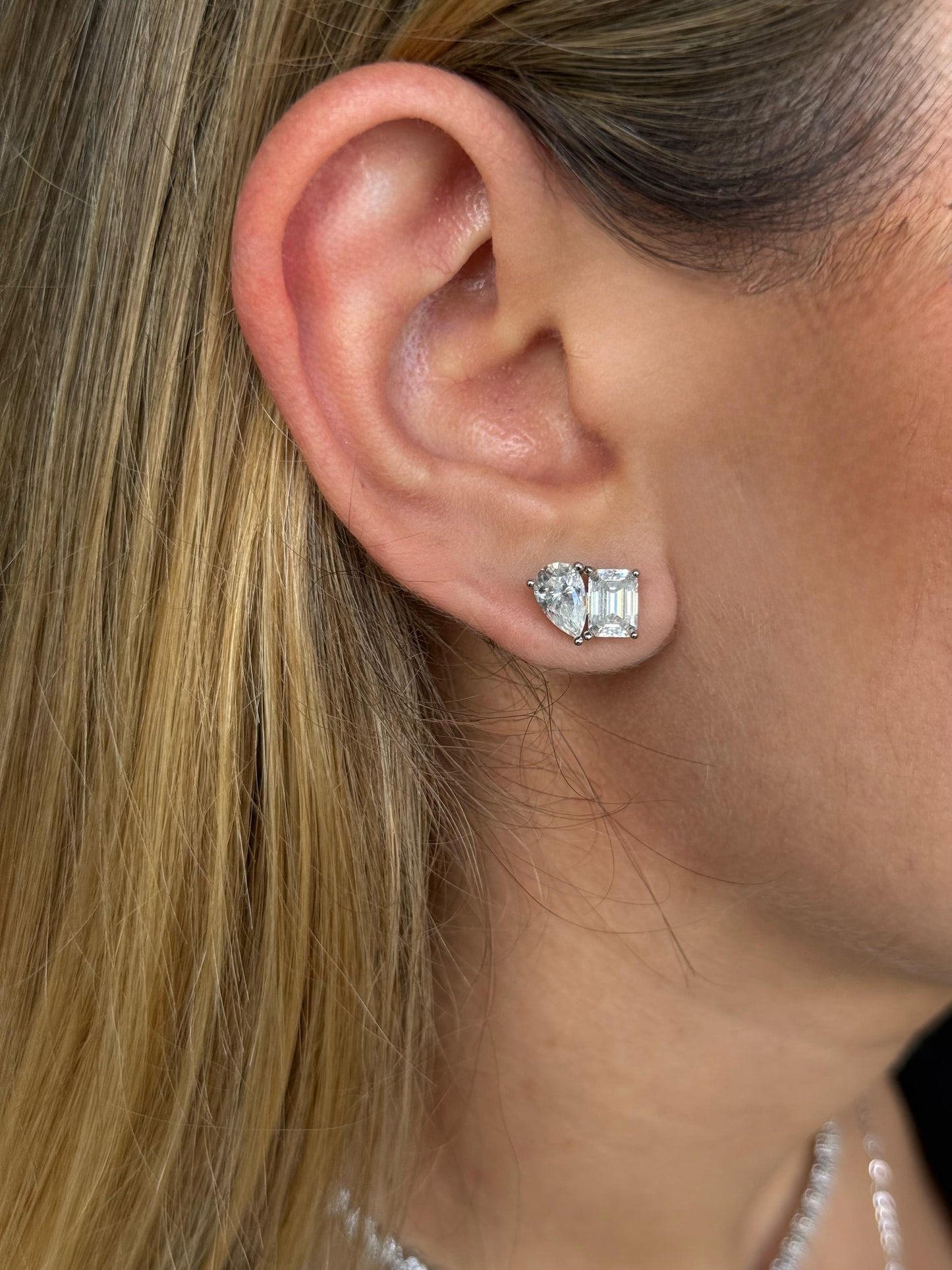 Toi et Moi Emerald & Pear Cut Stud Earrings