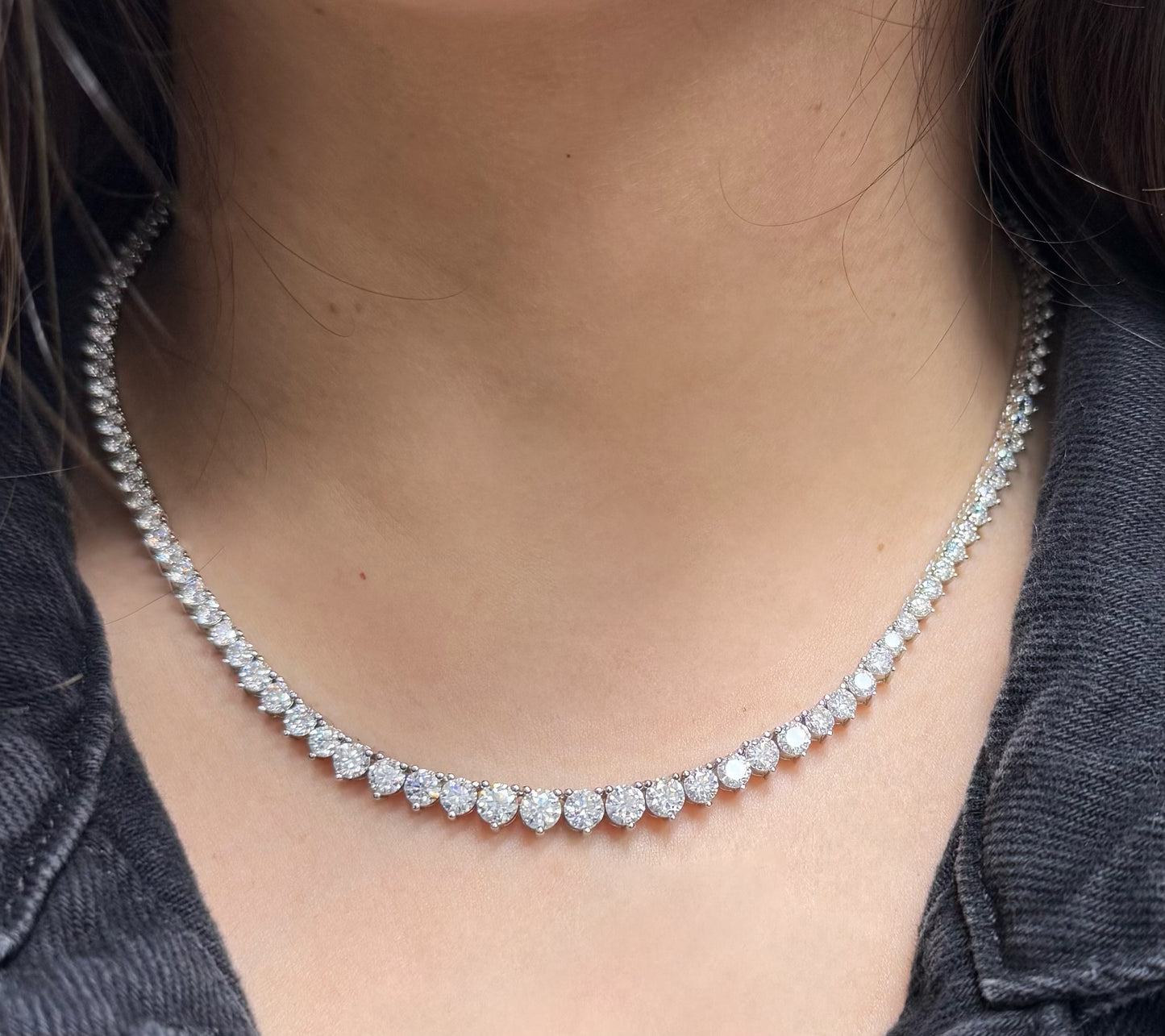 Riviera 3-Prong Graduated Tennis Necklace
