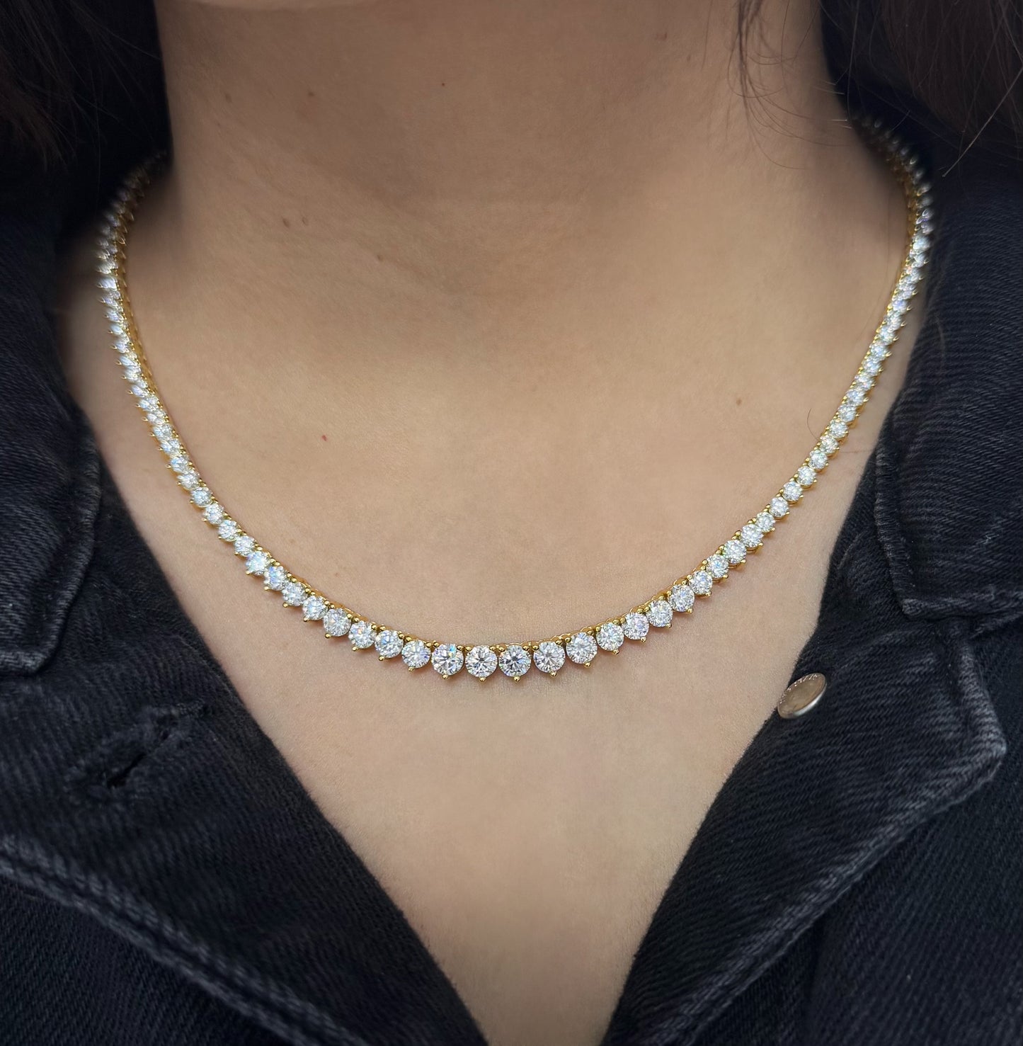 Riviera 3-Prong Graduated Tennis Necklace