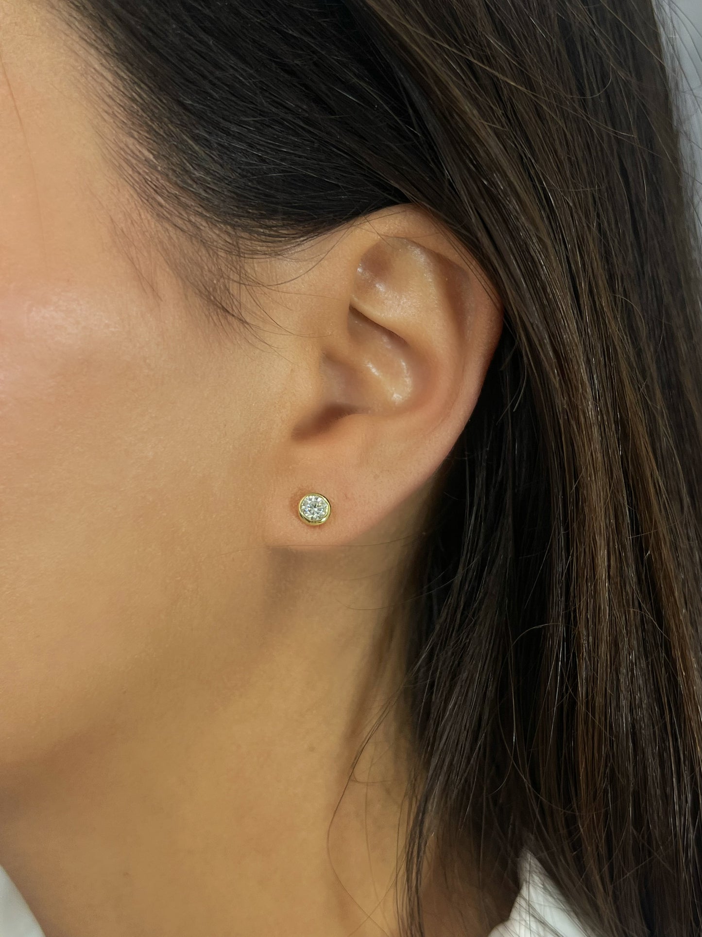 Bezel Set Chain Drop Earrings - 2 in 1