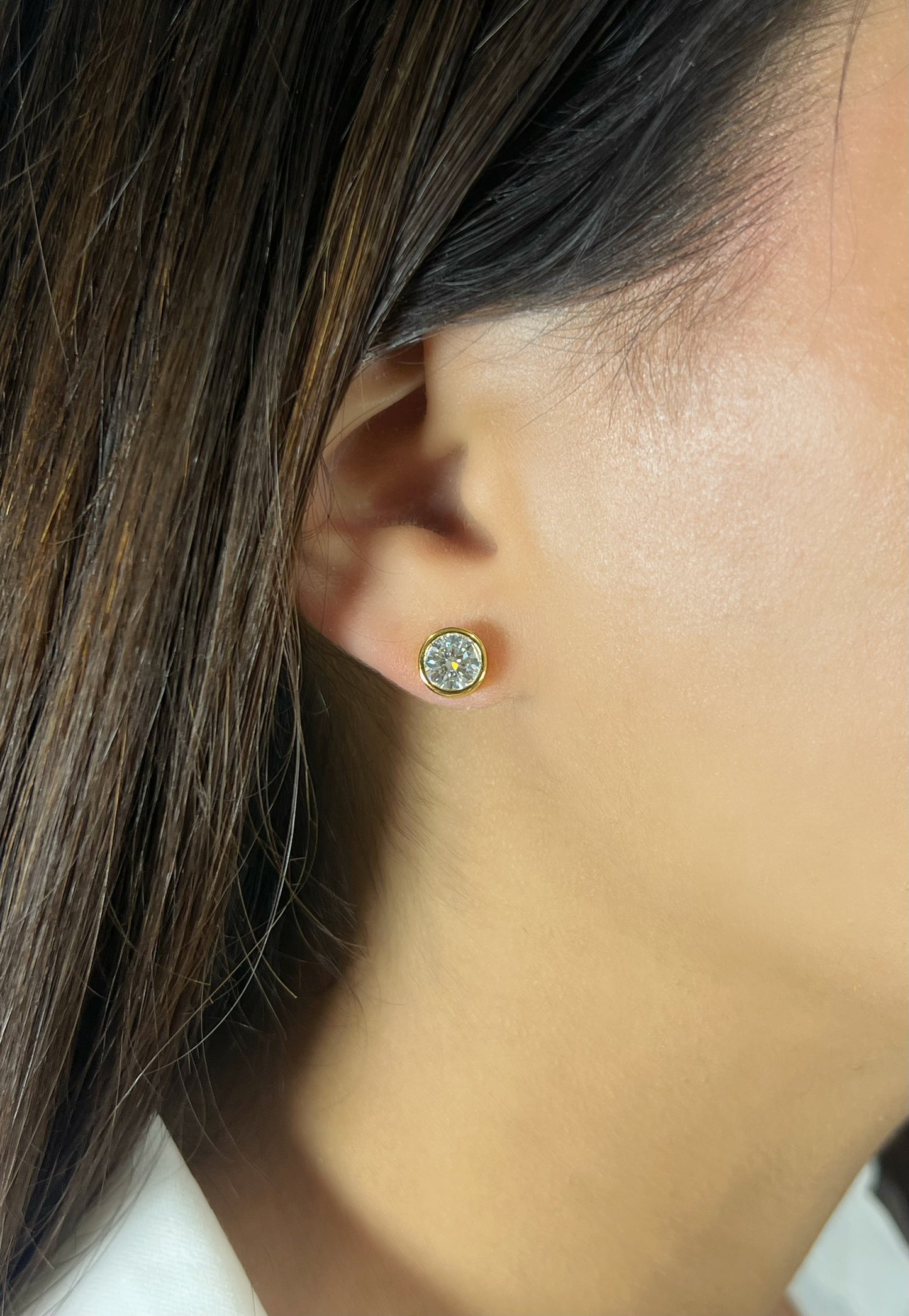 Bezel Stud Earrings