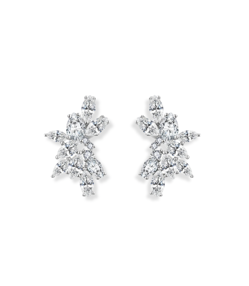 Pear and Marquise Cluster Earrings