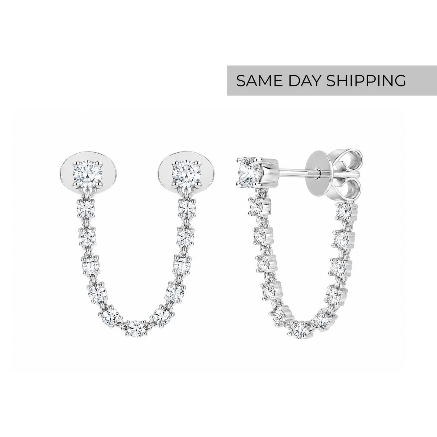 Double Stud Chain Earrings