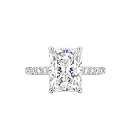 4CT Radiant Cut Ring with Pavé Band