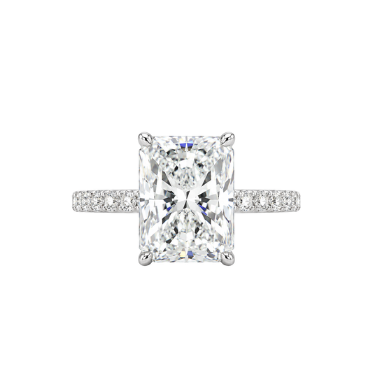 4CT Radiant Cut Ring with Pavé Band
