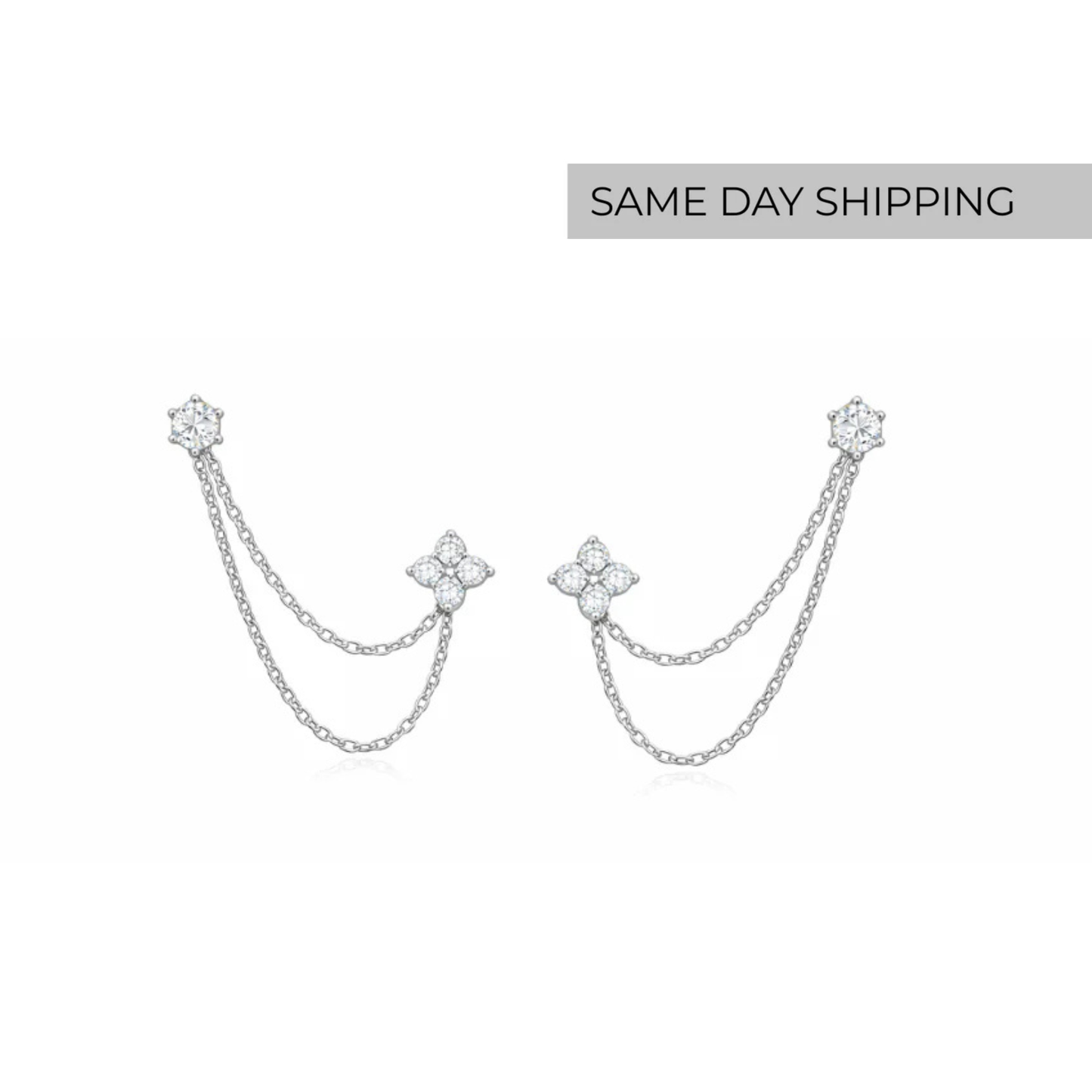 Clover Chain Stud Earrings