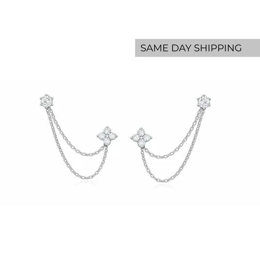 Clover Chain Stud Earrings