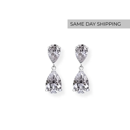 Pear Cut Drop Earrings