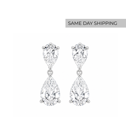 Pear Cut Drop Earrings