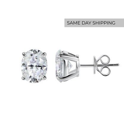 Oval Cut Solitaire Stud Earrings