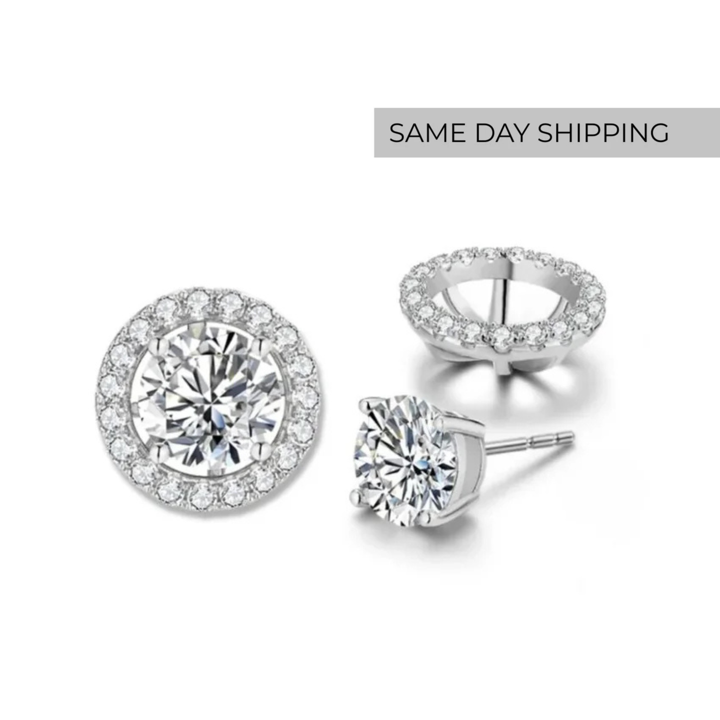 3.5cttw 2-in-1 Halo Stud Earrings With Removable Jackets